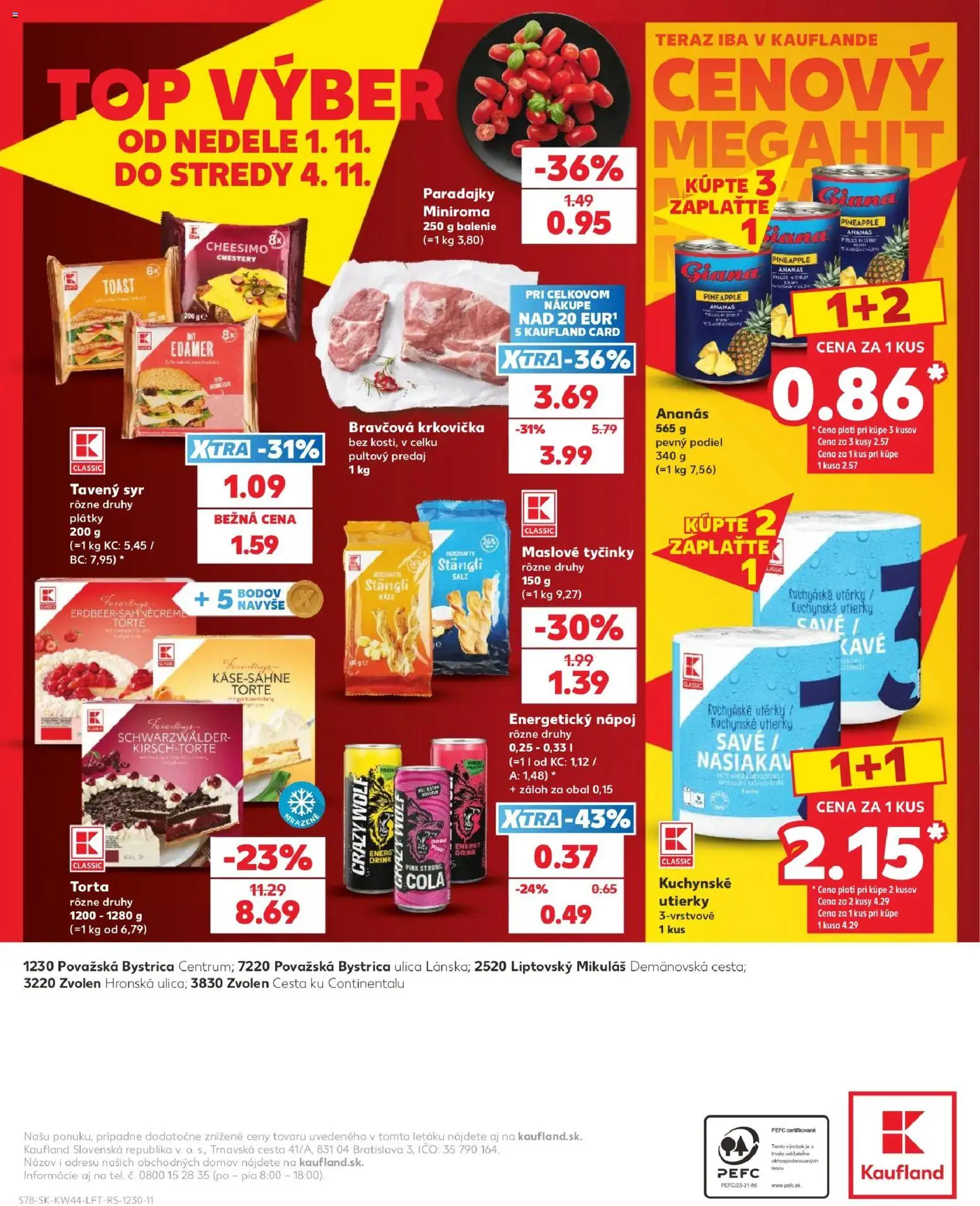 Nové Kaufland akcie – leták je platný od 29.10.2026 | Strana: 78 | Produkty: Paradajky, Ananás, Cola, Utierky