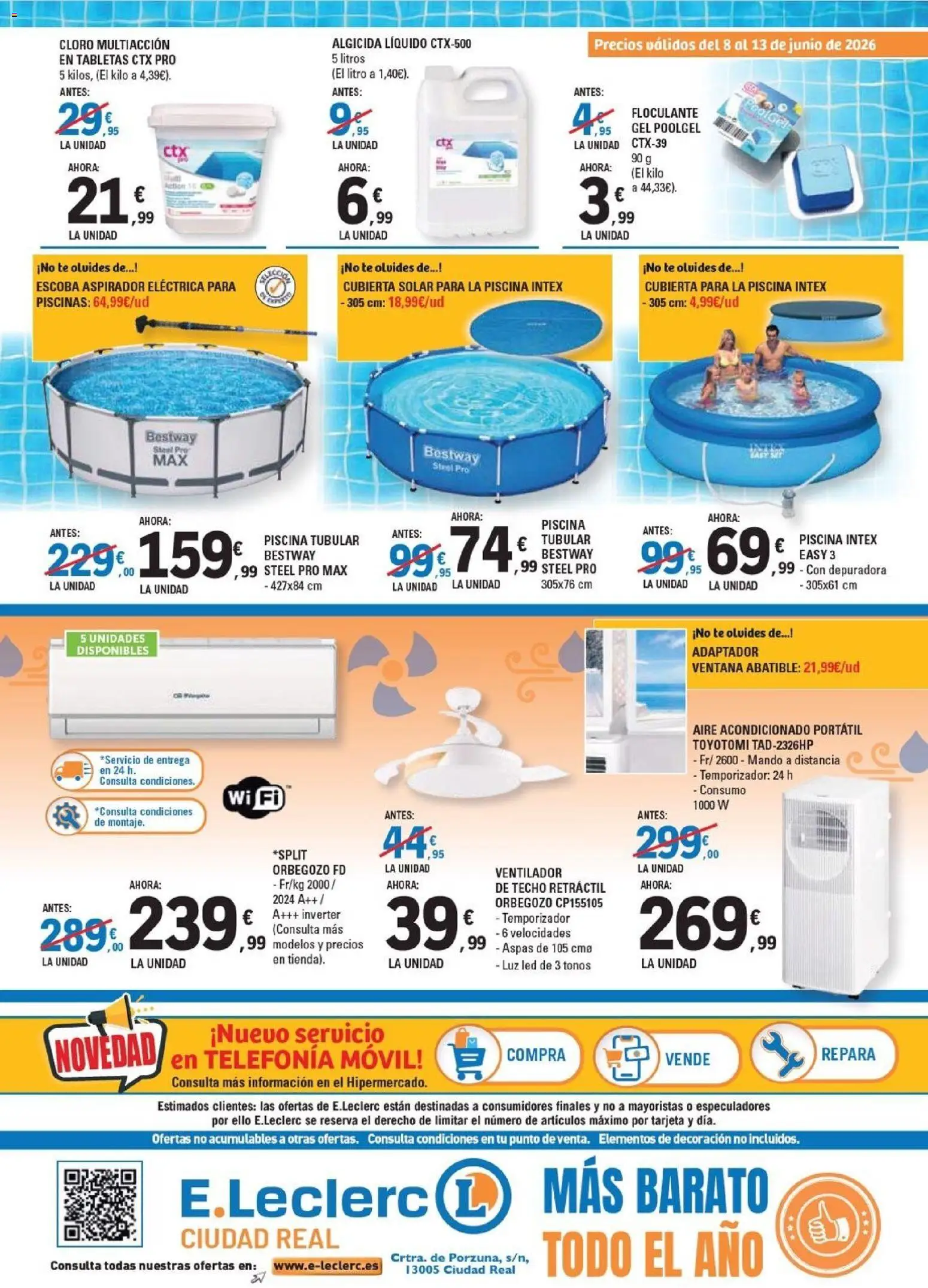 E.Leclerc Ciudad Real │ válido desde el 08.06.2026 | Página: 4 | Productos: Escoba, Té, Aire acondicionado, Ventilador