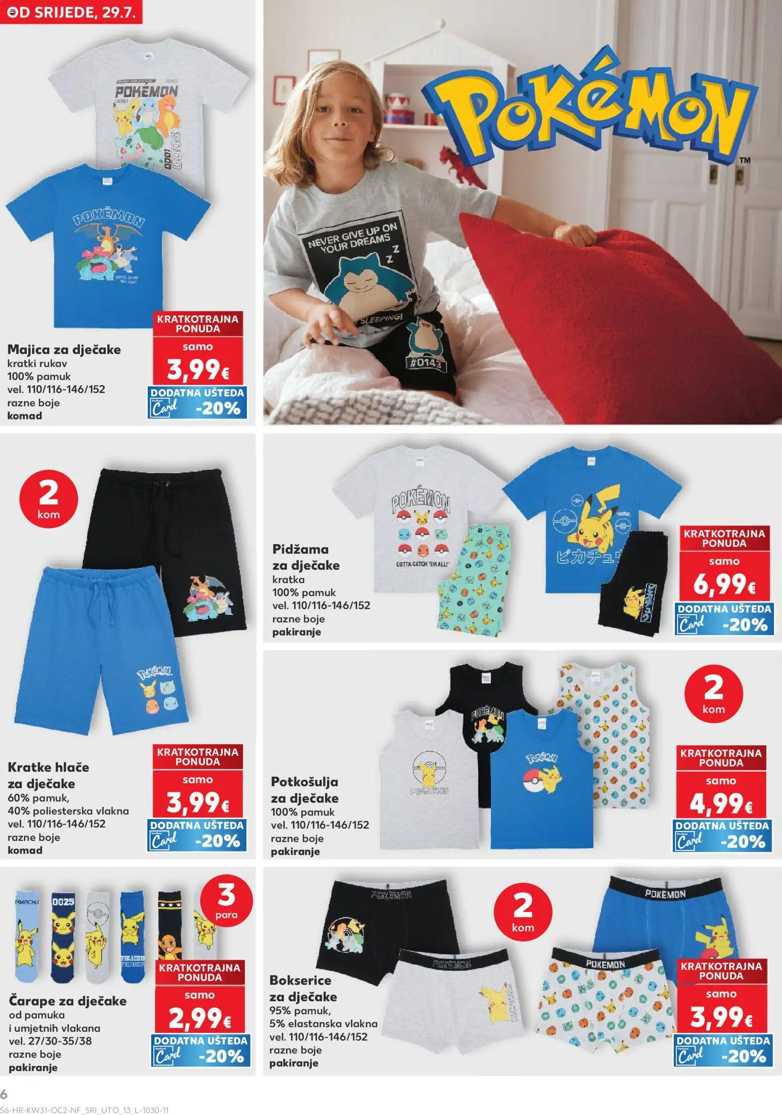 Kaufland katalog | vrijedi od 29.07.2026 | Stranica: 6 | Proizvodi: Majica, Čarape, Pidžama, Bokserice