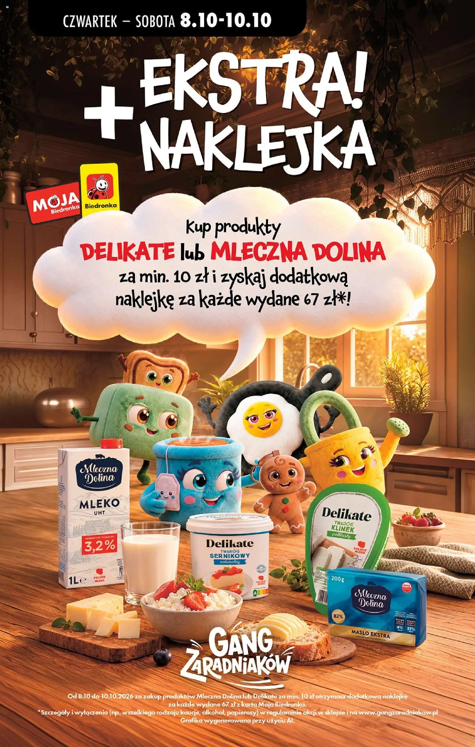 Biedronka gazetka od czwartku od 08.10.2026 | Strona: 23 | Produkty: Twaróg klinek, Mleko, Mleko UHT, Twaróg