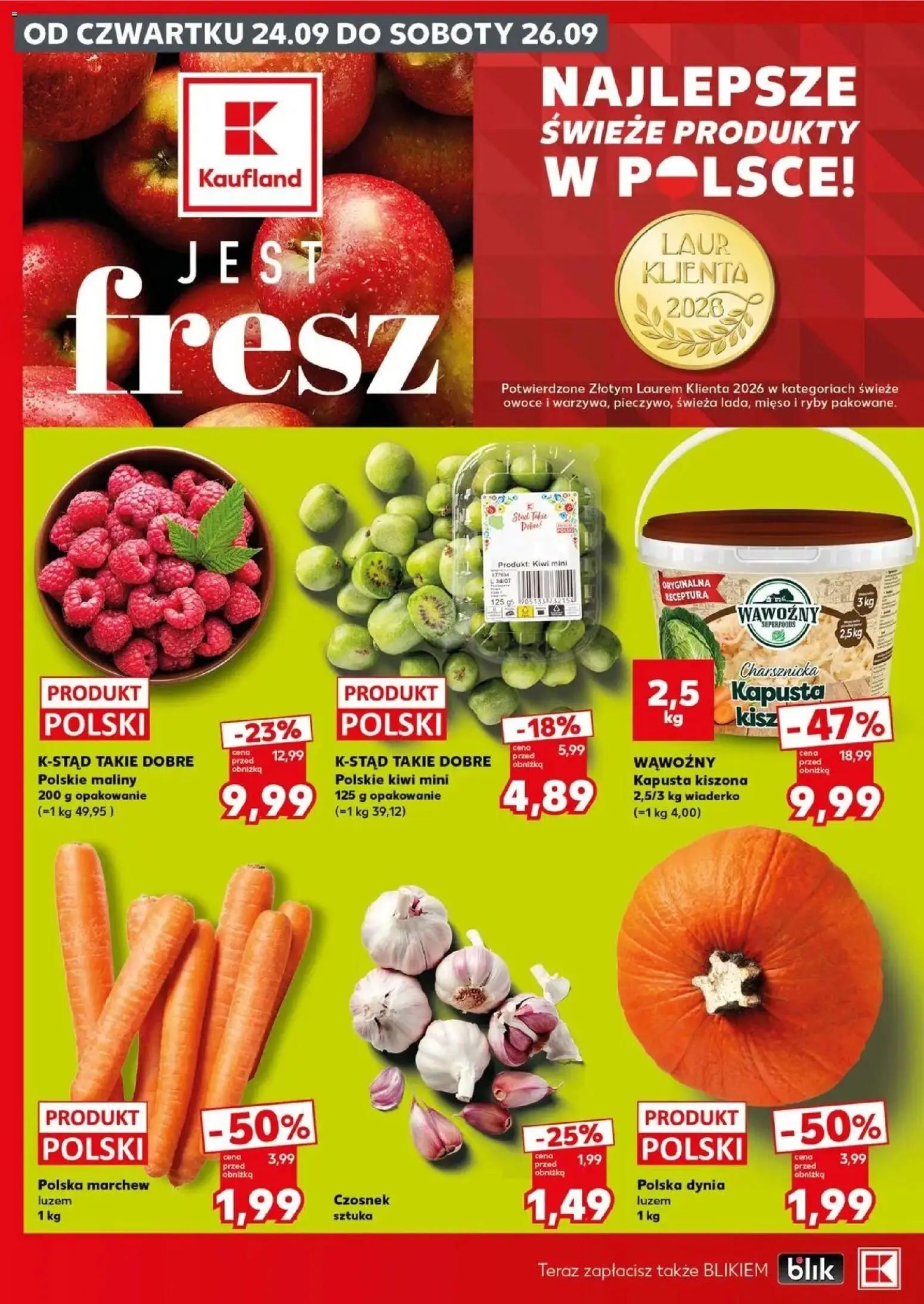 Kaufland gazetka - Super sobota od 26.09.2026 - od jutra PDF | Strona: 6 | Produkty: Kapusta, Maliny, Kapusta kiszona, Kiwi