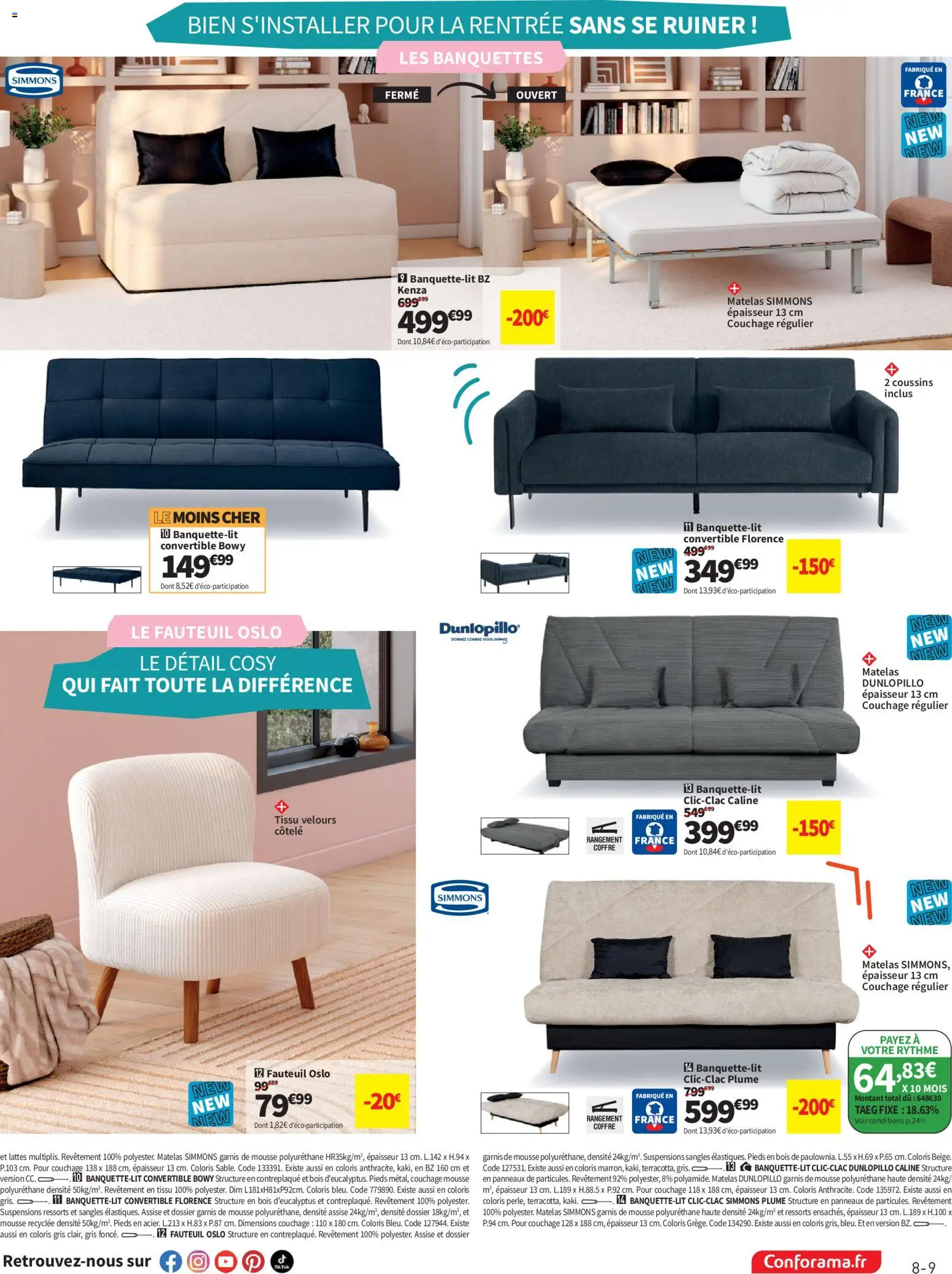 {H1} | Page: 9 | Produits: Mousse, Matelas, Fauteuil