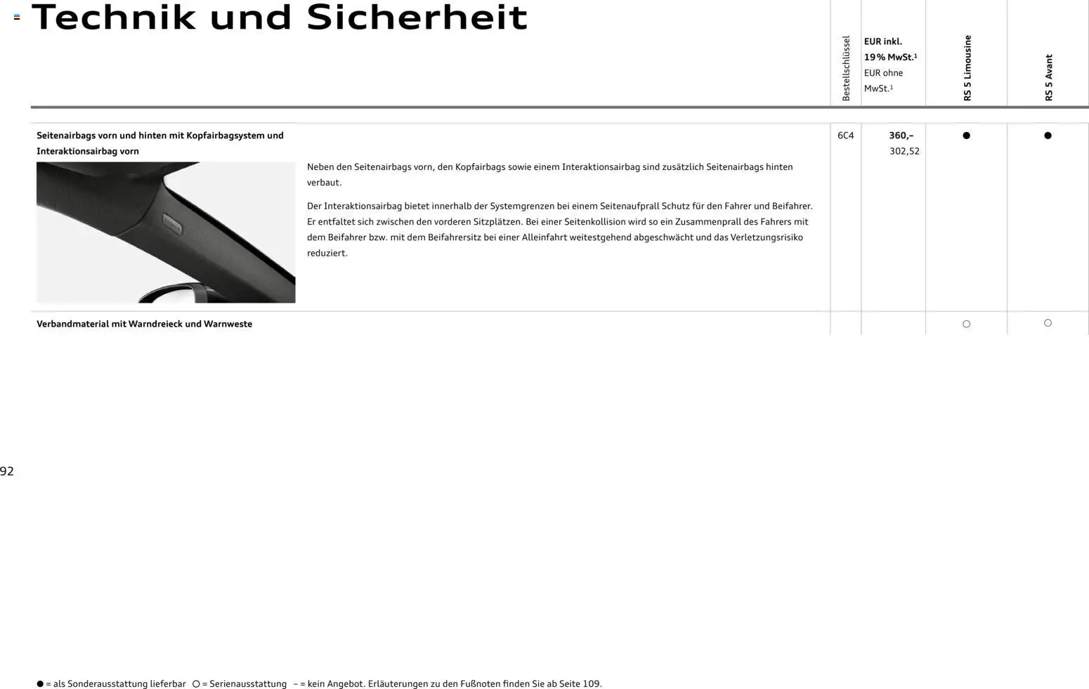 Audi RS 5 Limousine / RS 5 Avant – gültig ab 01.04.2026 | Seite: 92