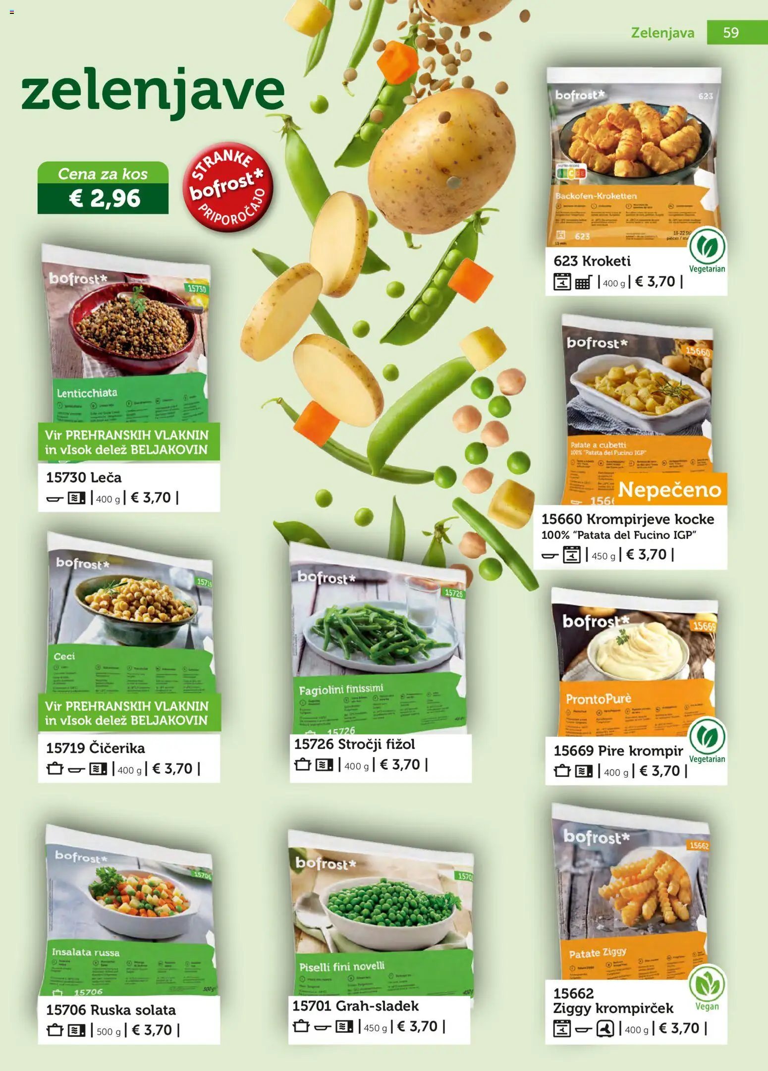 Novi Bofrost katalog ponudbe – veljaven od 04.03.2026 | Stran: 59 | Izdelki: Kos, Leča, Solata, Krompir