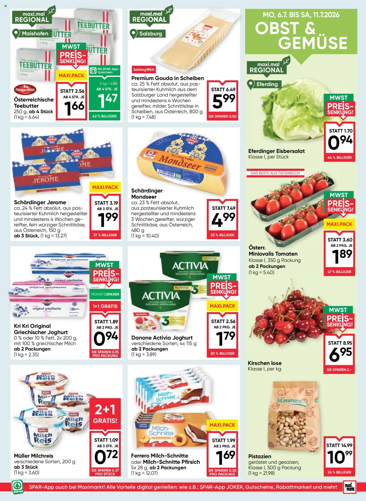Maximarkt Flugblatt gültig ab 09.07.2026 | Seite: 9 | Produkte: Obst, Butter, Tomaten, Reis