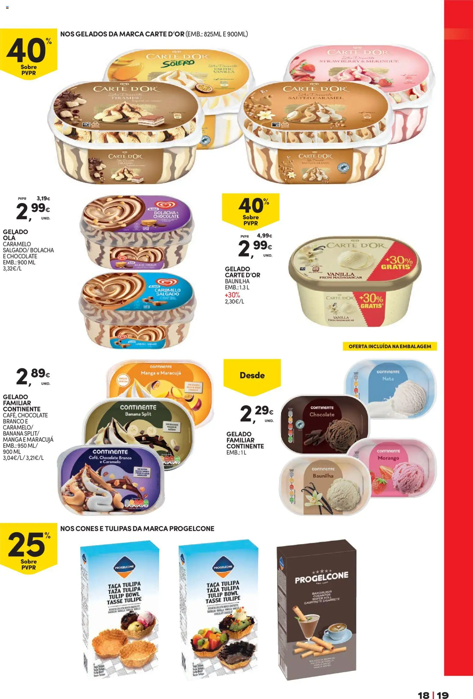 Continente Bebidas Refrescantes e Gelados │ válido de 23/06/2026 | Página: 19 | Produtos: Banana, Gelado, Chocolate, Nata
