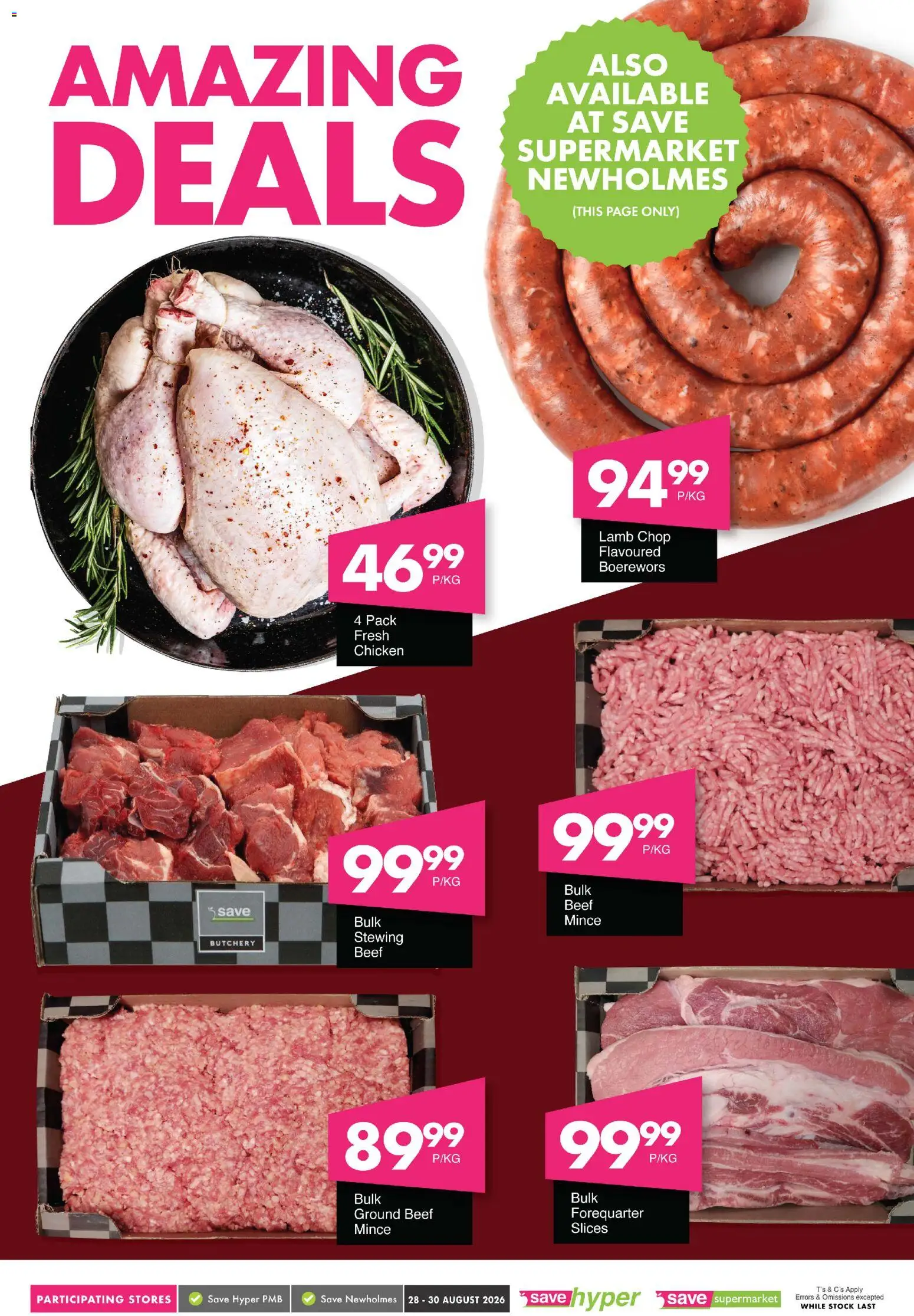 New Save catalogue – valid from 28/08/2026 | Page: 7 | Products: Boerewors, Chicken, Beef, Stock
