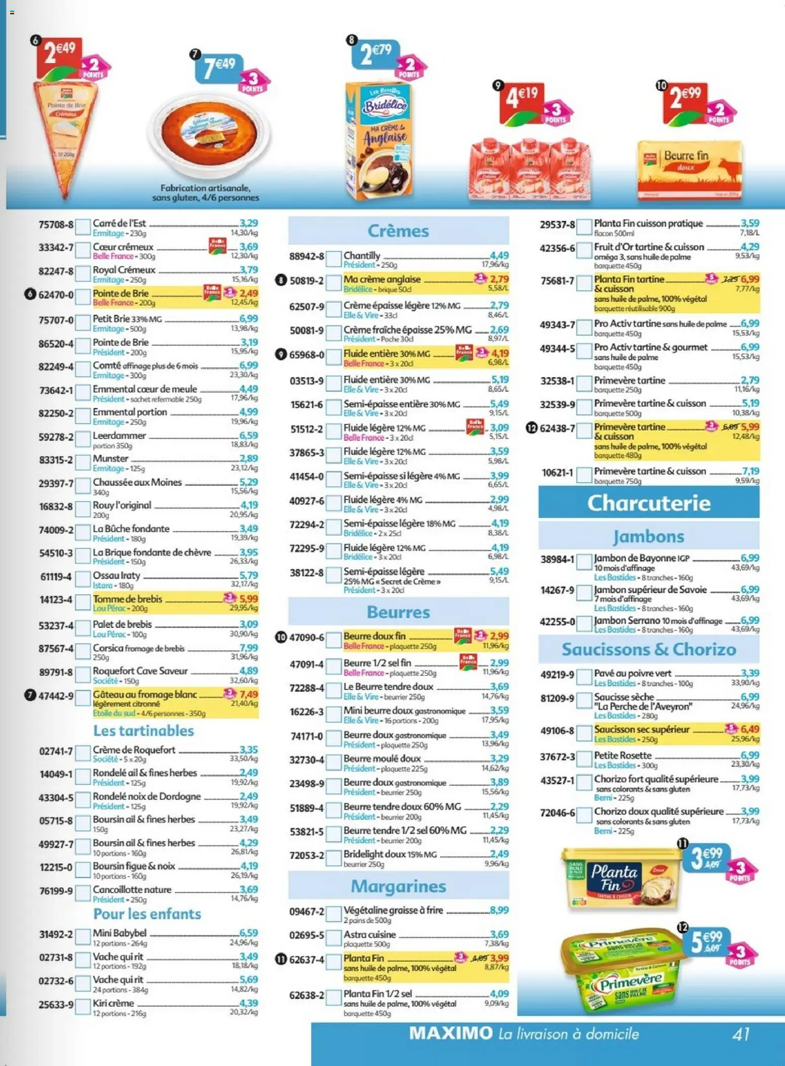 {H1} | Page: 41 | Produits: Perche, Jambon de Bayonne igp, Boursin, Beurre doux