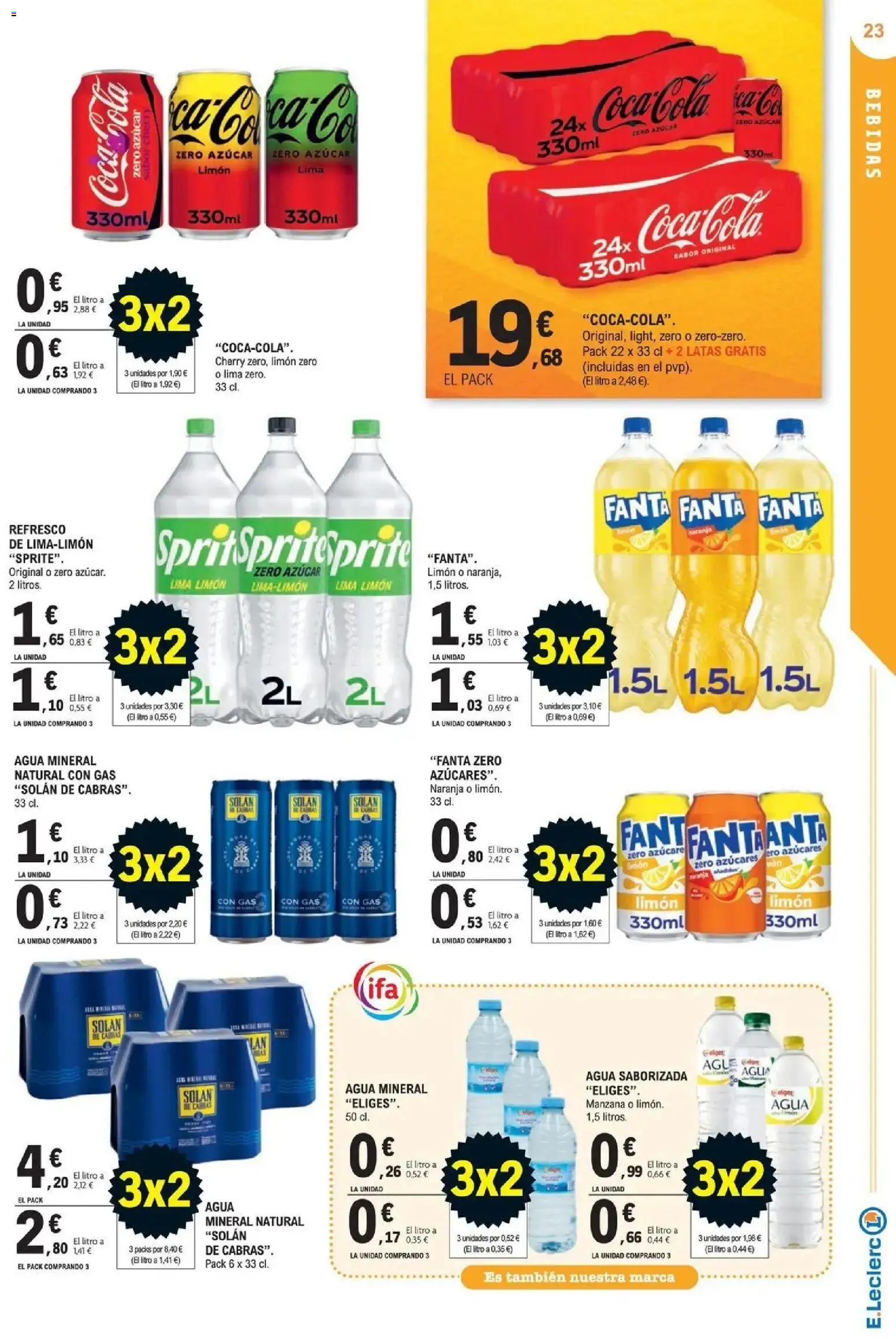 E.Leclerc Megames 3X2 21/10/2026 - 01/11/2026 | Página: 23 | Productos: Limón, Manzana, Bebidas, Agua mineral