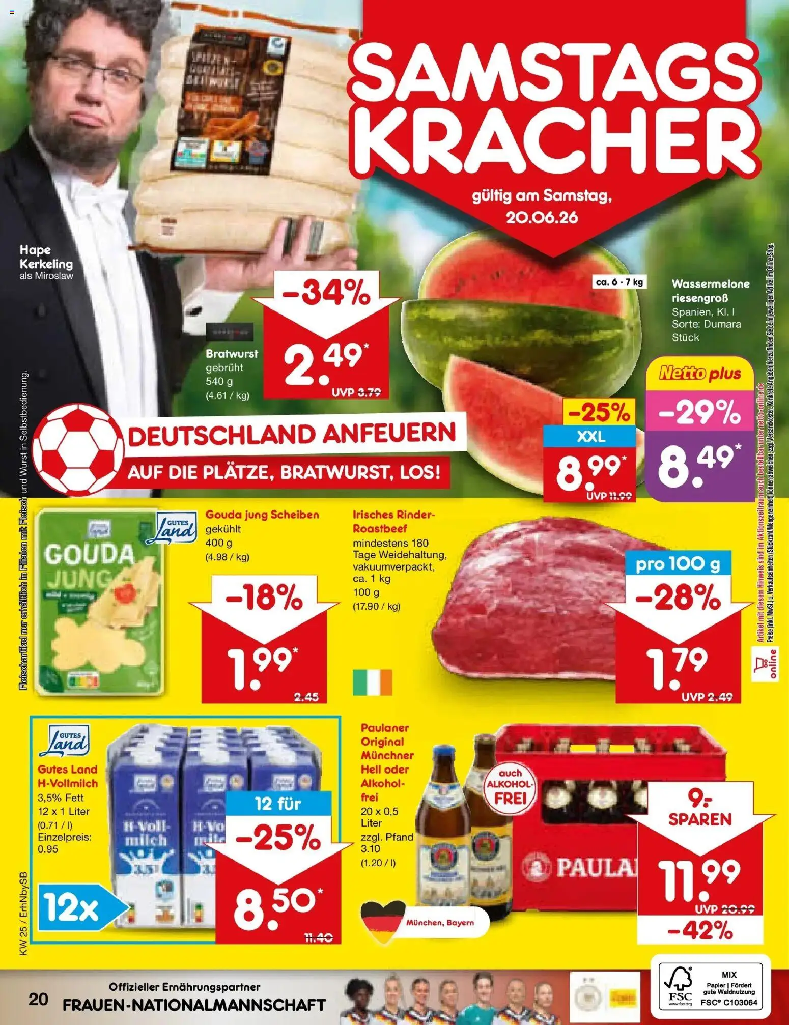 Netto Marken-Discount Prospekt Metten – gültig ab 14.06.2026 | Seite: 26 | Produkte: Milch, Wurst, Wassermelone, Fleisch
