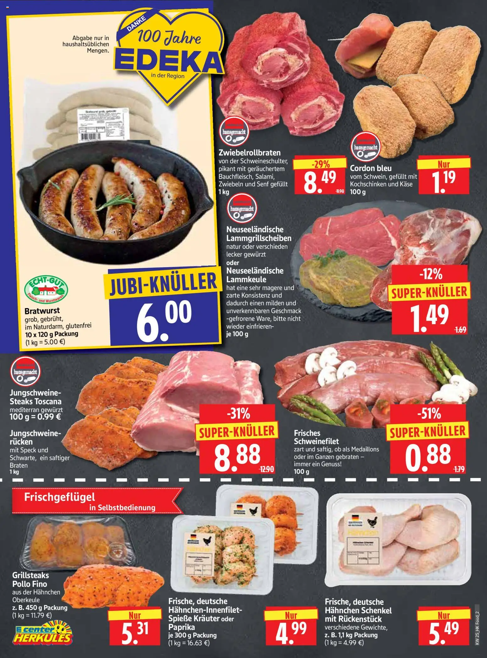 HERKULES Prospekt – gültig ab 15.06.2026 | Seite: 2 | Produkte: Lammkeule, Schweinefilet, Zwiebeln, Paprika