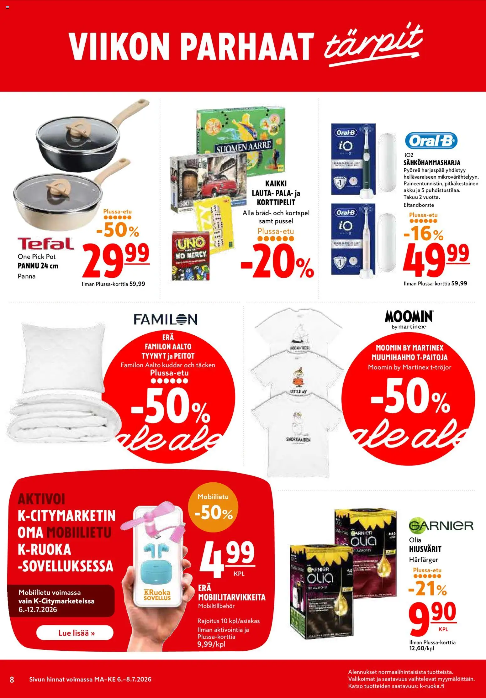 K-Citymarket tarjoukset – voimassa 06/07/2026 alkaen | Sivu: 8 | Tuotteet: Tyynyt, Sähköhammasharja, Akku