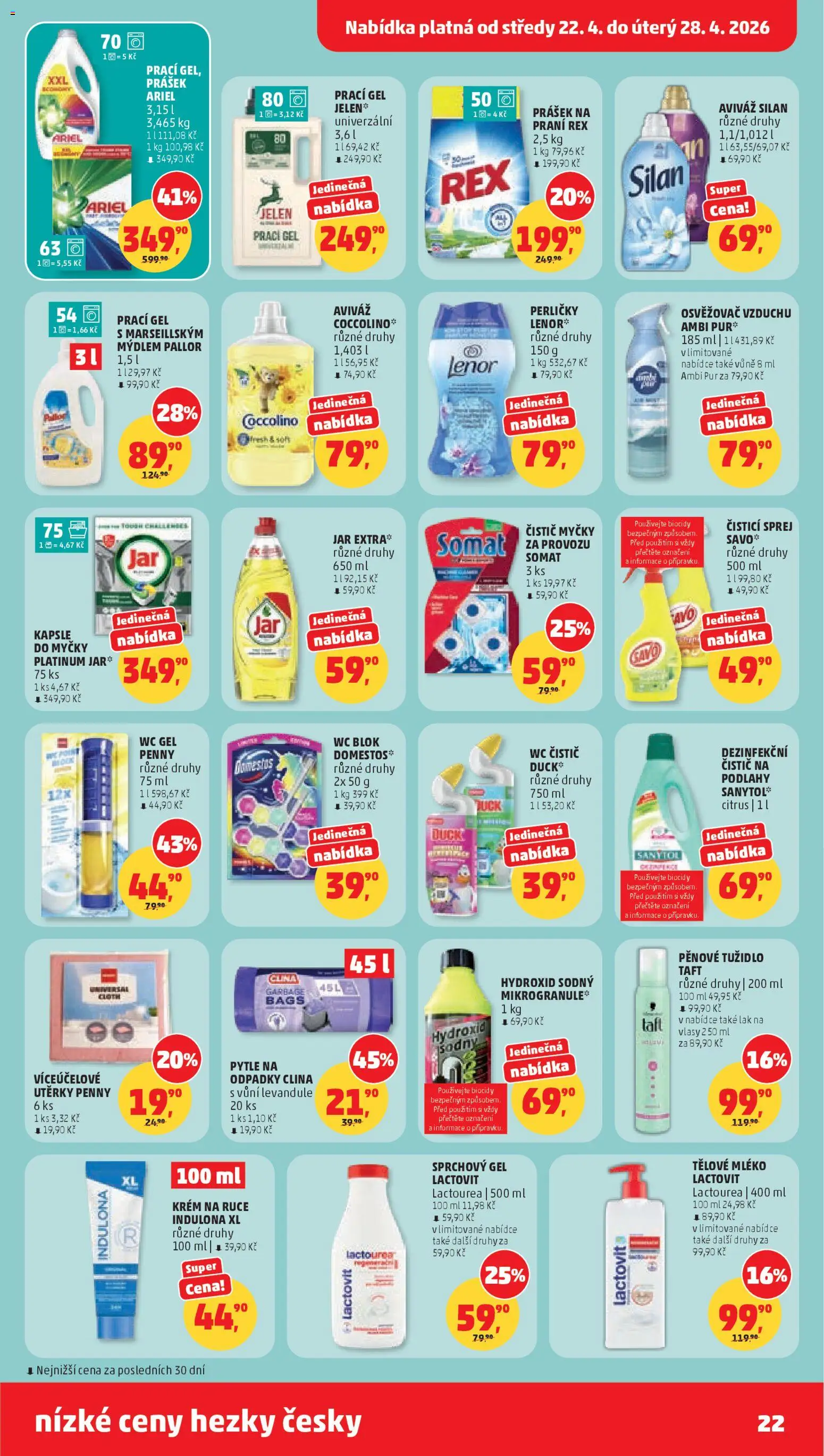 Penny Market leták od 22.04.2026 | Strana: 22 | Produkty: Mléko, Wc, Pytle na odpadky, Tužidlo