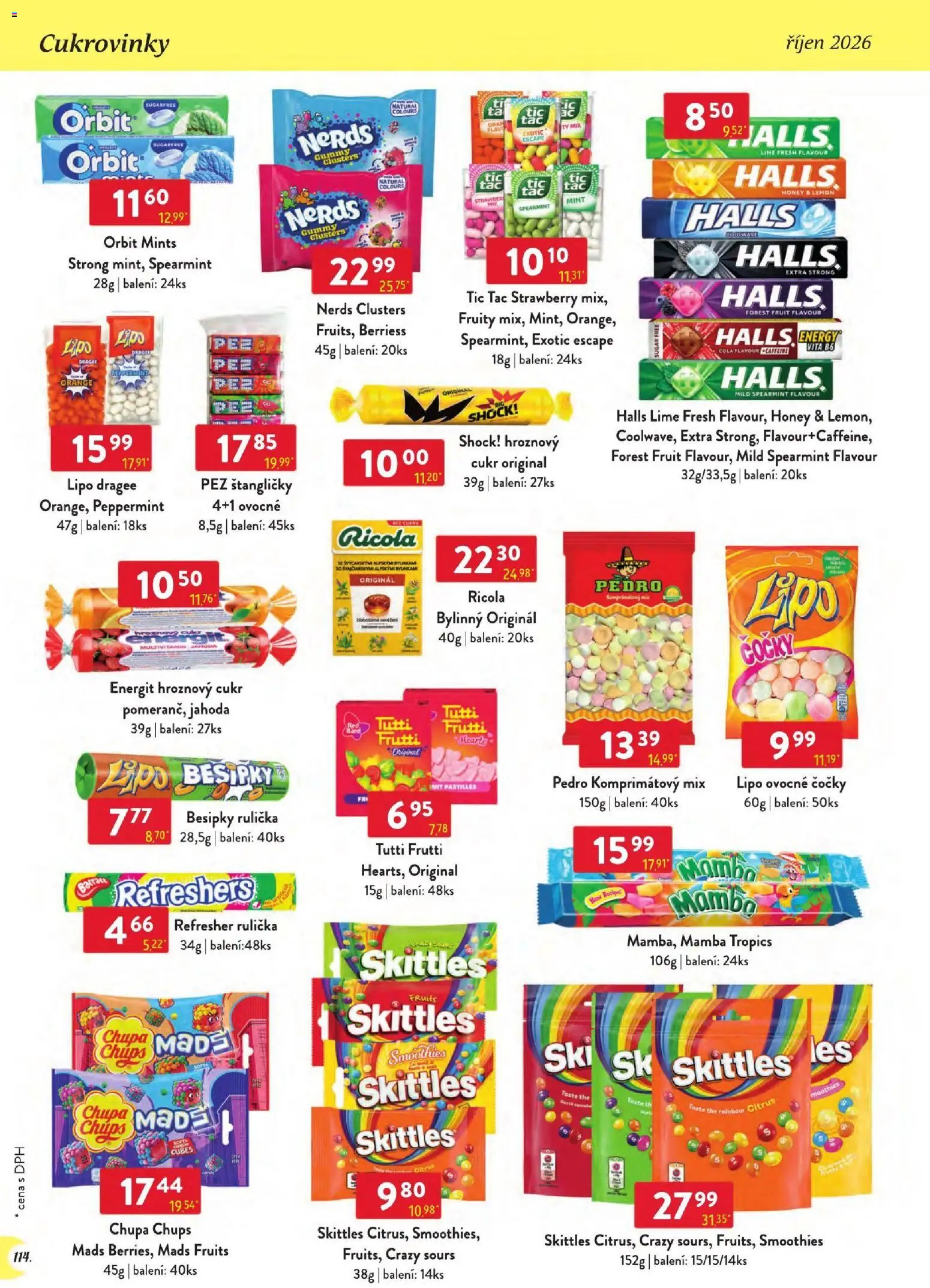 Astur & Qanto leták - Velkoobchod 10/2026 od 01.10.2026 | Strana: 114 | Produkty: Multivitamin, Skittles, Hroznový cukr, Tác