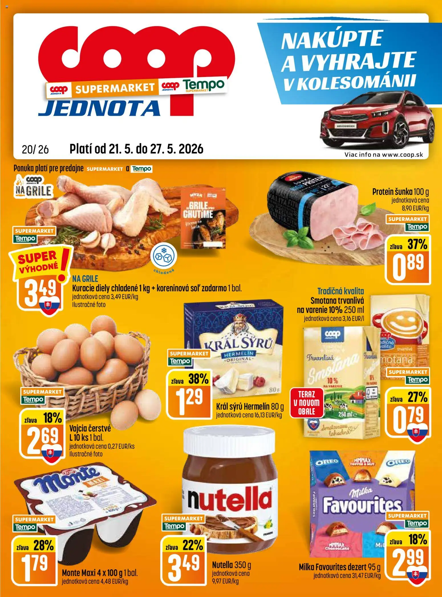 Nové COOP Jednota akcie – leták je platný od 21.05.2026 | Strana: 13 | Produkty: Smotana, Protein, Soľ, Nutella
