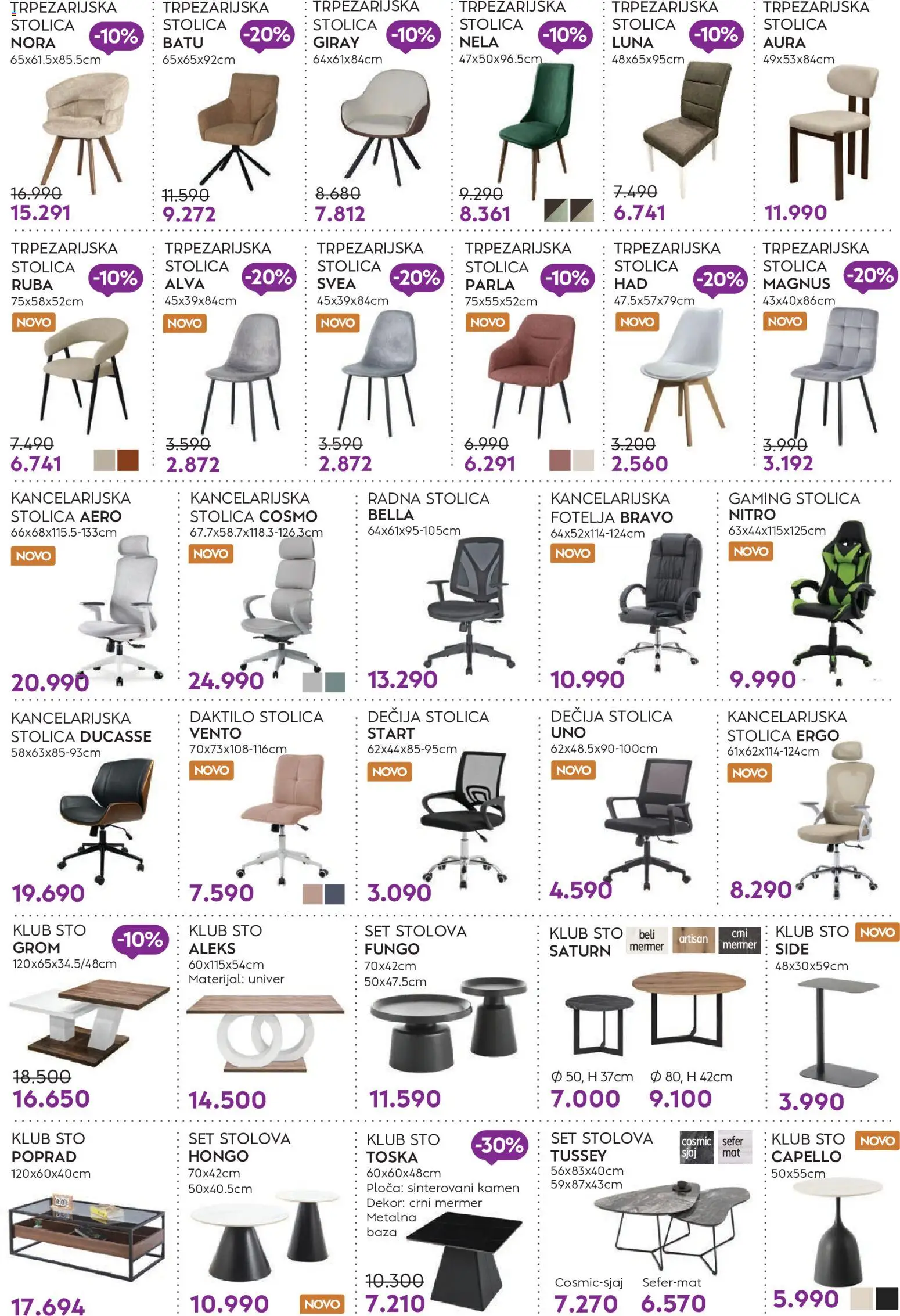 Matis katalog - važi od 01.07.2026 | Strana: 5 | Proizvode: Fotelja, Sto, Stolica, Kancelarijska stolica