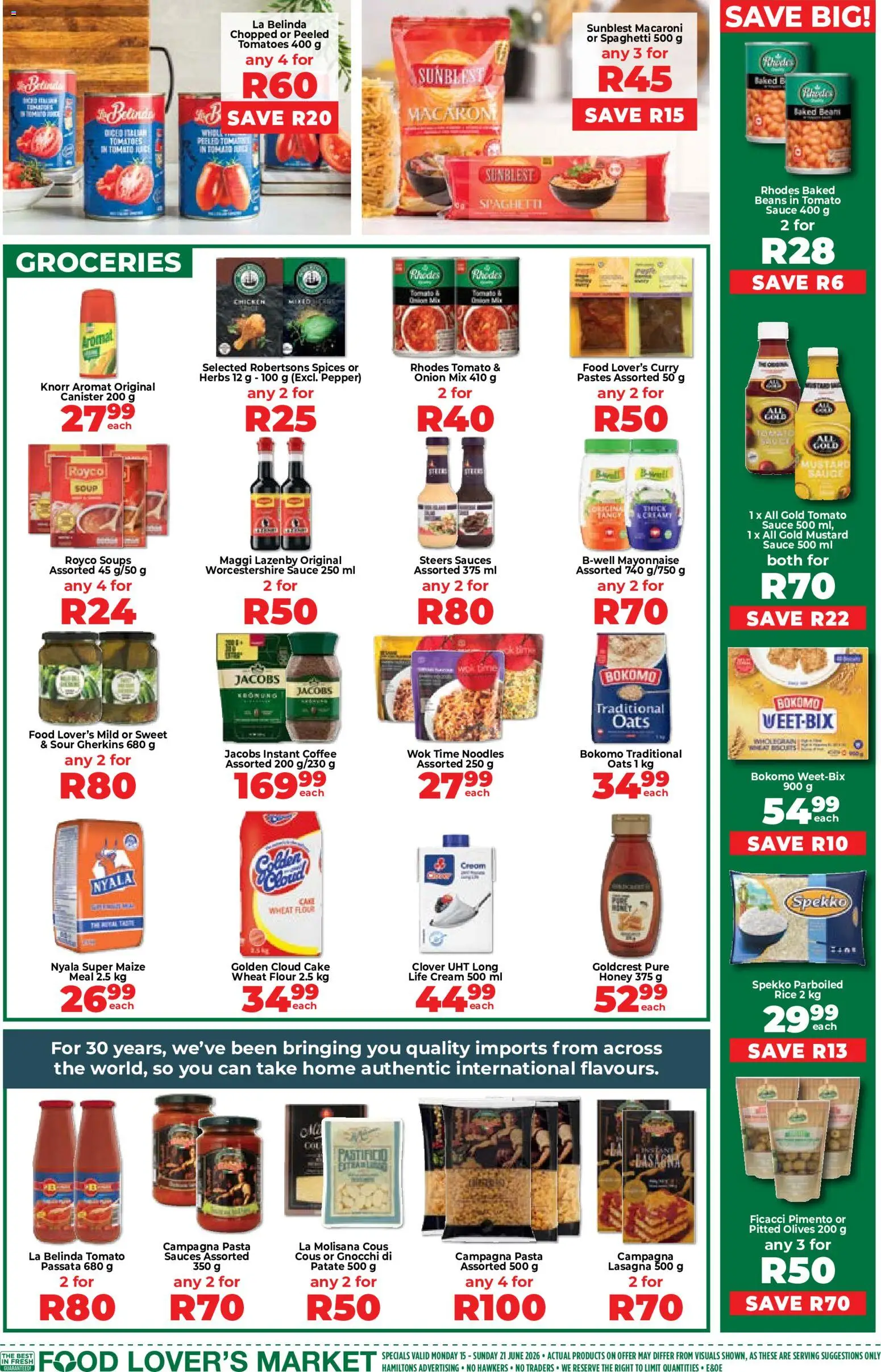New Food Lover's Market catalogue – valid from 15.06.2026 | Page: 5 | Products: Oats, Pepper, Peach, Worcestershire sauce