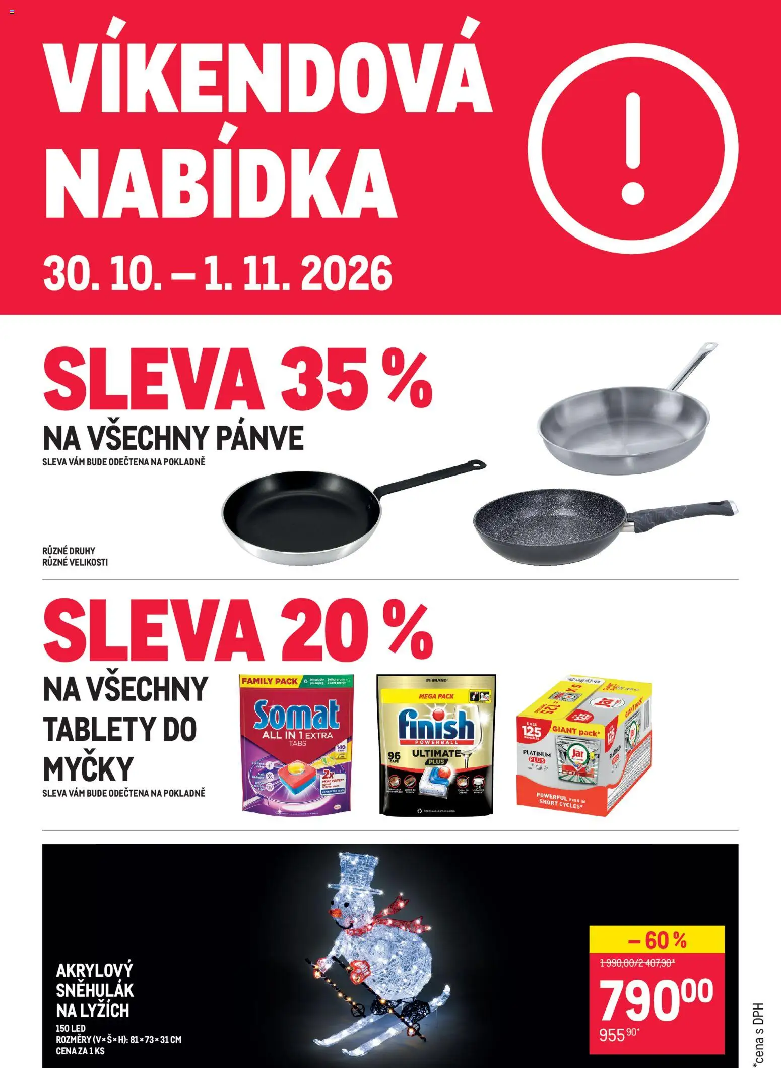 Makro leták - Víkendová nabídka od 29.10.2026 | Strana: 1 | Produkty: Finish, Pánve, Somat, LED