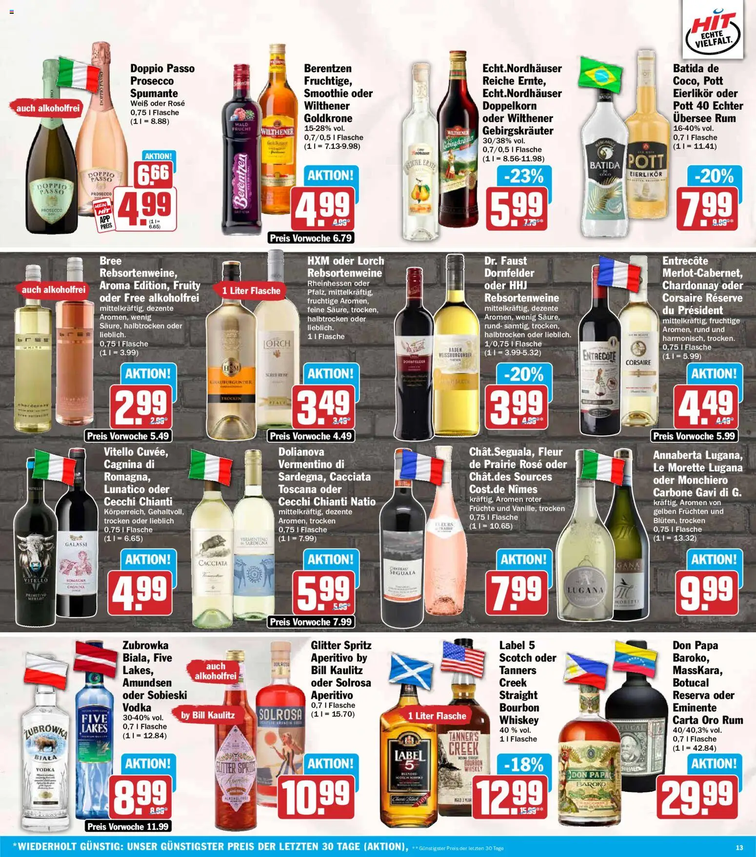 HIT Prospekt – gültig ab 26.05.2026 | Seite: 13 | Produkte: Doppio Passo, Vodka, Bourbon, Whiskey
