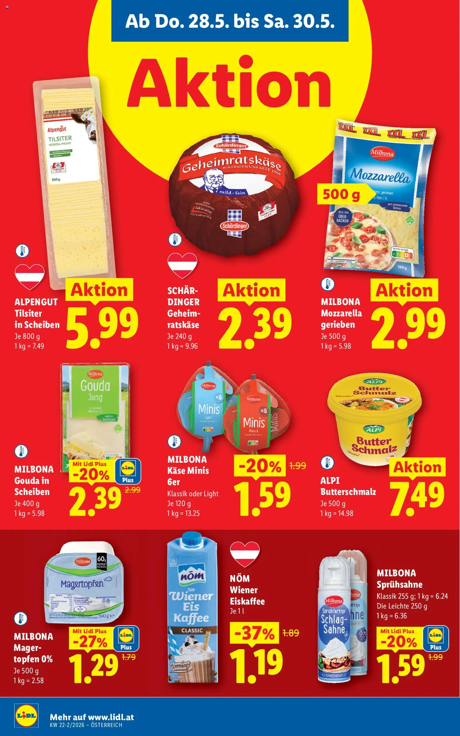 Lidl Flugblatt - Altenmarkt im Pongau, St. Johann im Pongau, Zell am See gültig ab 28.05.2026 | Seite: 10 | Produkte: Sahne, Butter, Käse, Kaffee