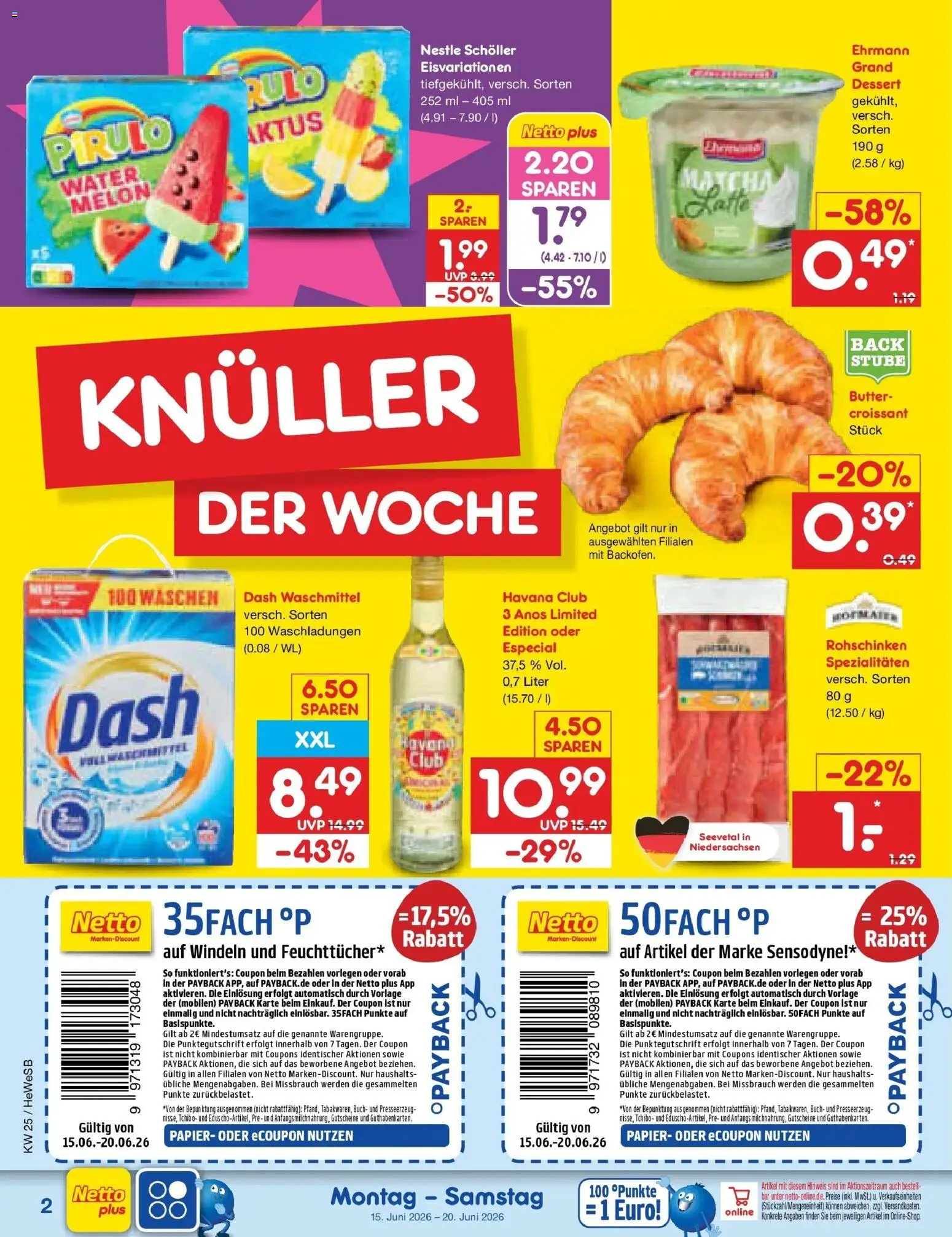 Netto Marken-Discount Prospekt Hamburg – gültig ab 14.06.2026 | Seite: 2 | Produkte: Havana club, Butter, Croissant, Waschmittel