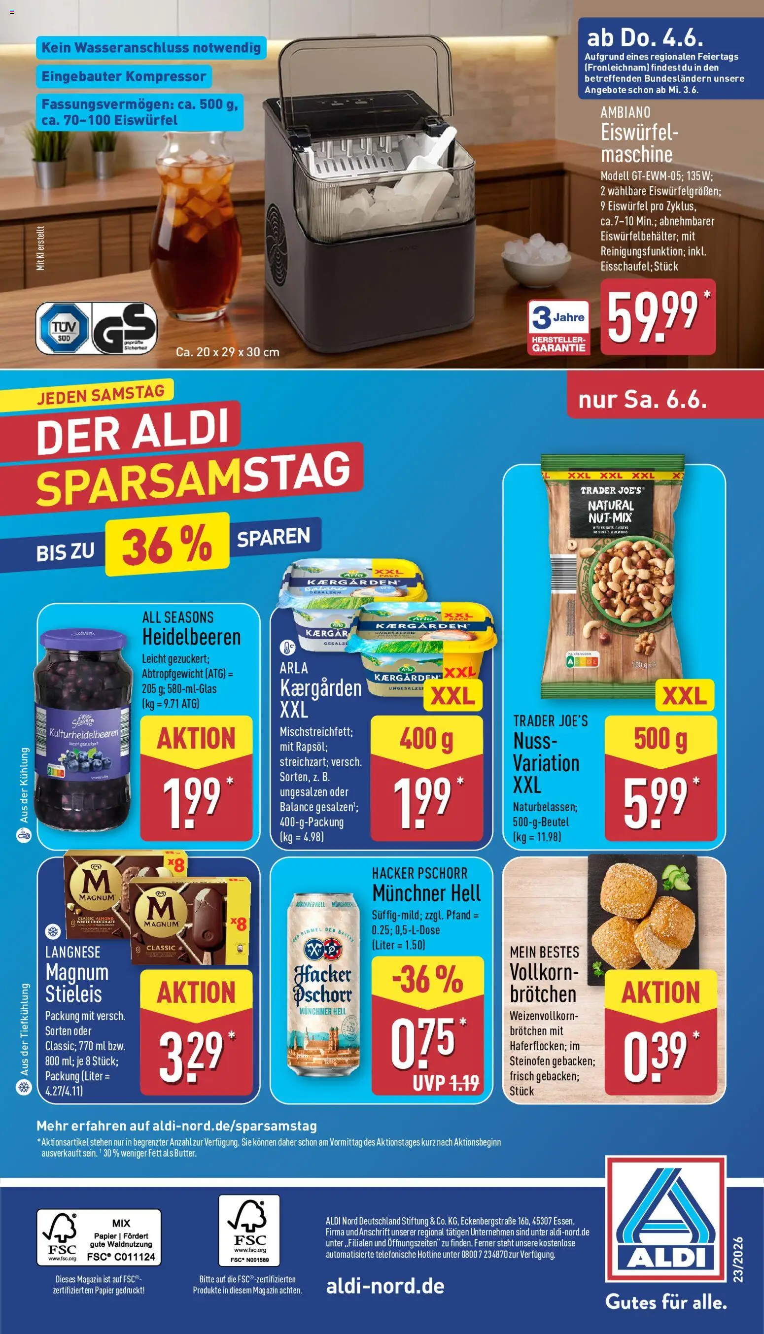 Aldi Prospekt – gültig ab 01.06.2026 | Seite: 32 | Produkte: Langnese, Heidelbeeren