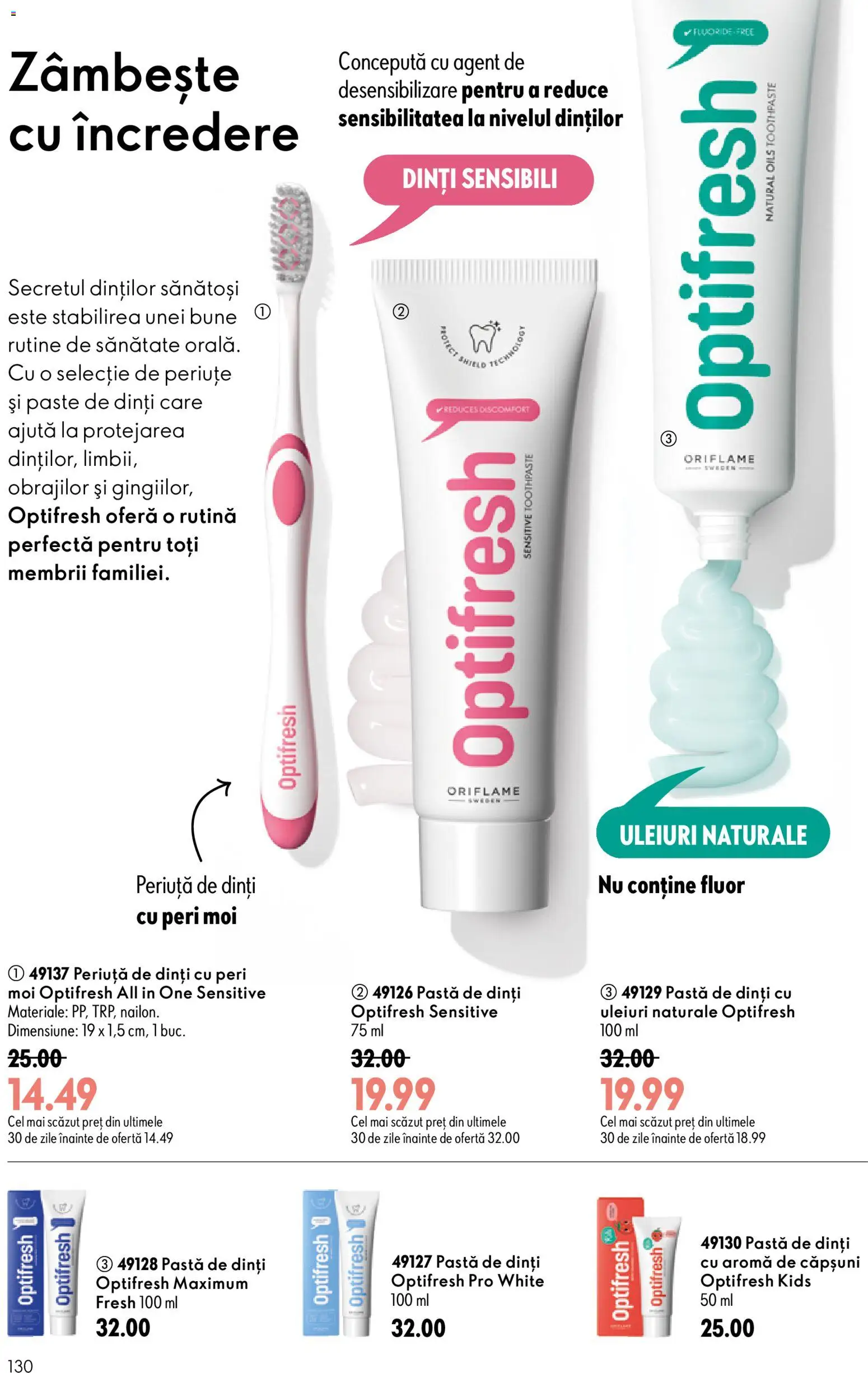 Noul catalog Oriflame – valabil de la 08.07.2026 | Pagină: 130 | Produse: Pastă de dinți, Periuță de dinți, Căpșuni, Paste