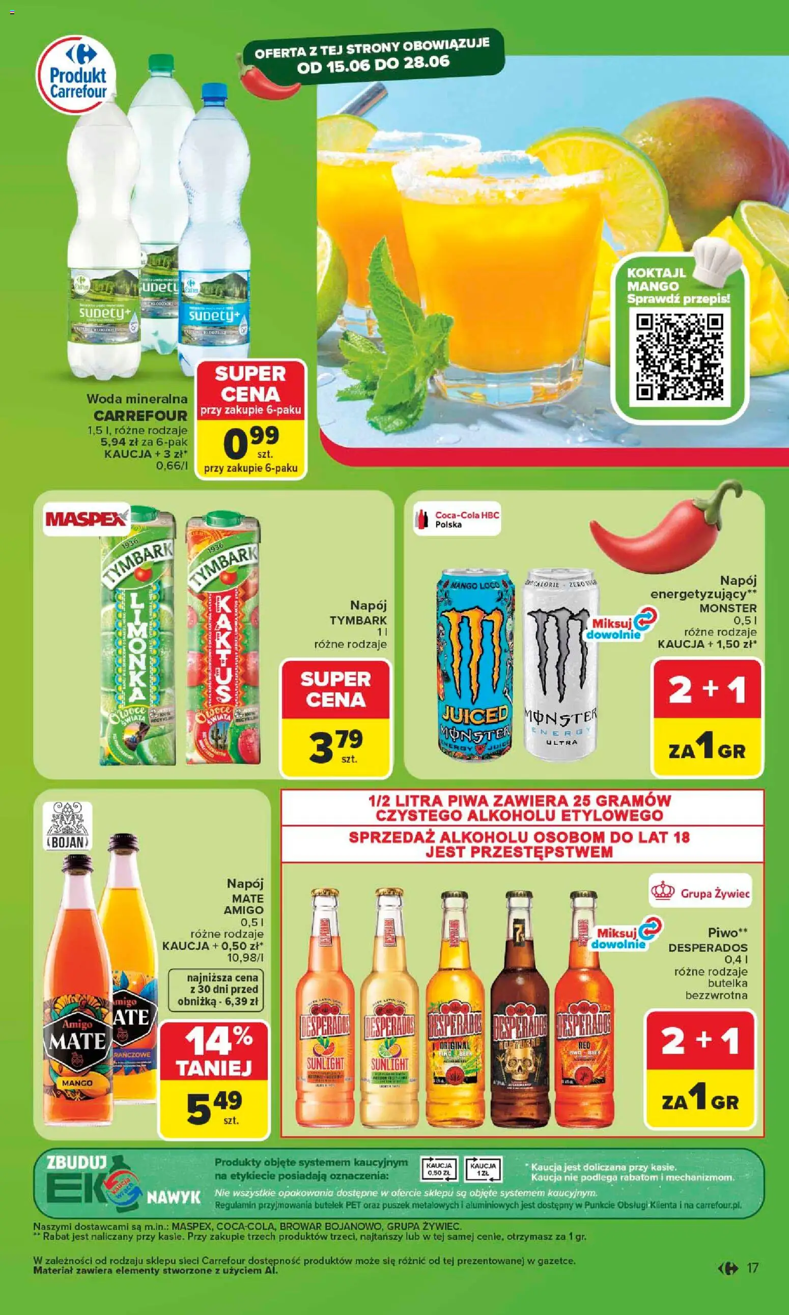 Carrefour gazetka od 15.06.2026 | Strona: 19 | Produkty: Mango, Piwo, Woda