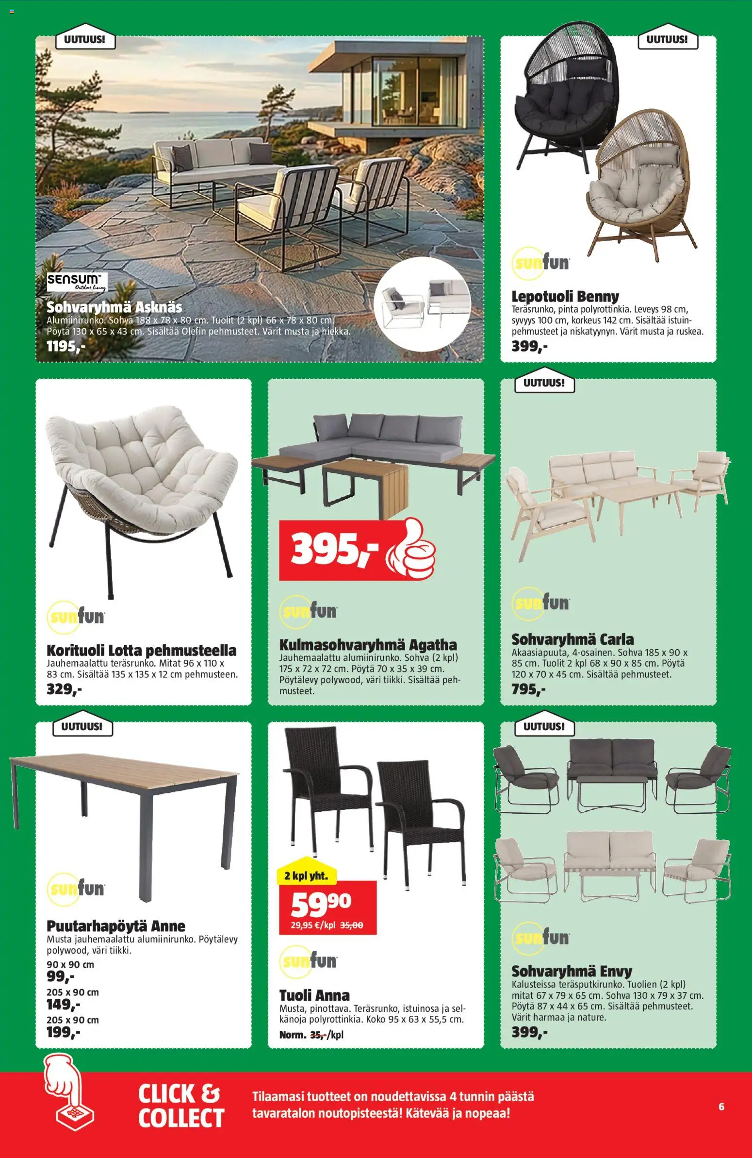 Bauhaus tarjoukset – voimassa 31.03.2026 alkaen | Sivu: 6 | Tuotteet: Lepotuoli, Sohva, Pöytä, Sohvaryhmä