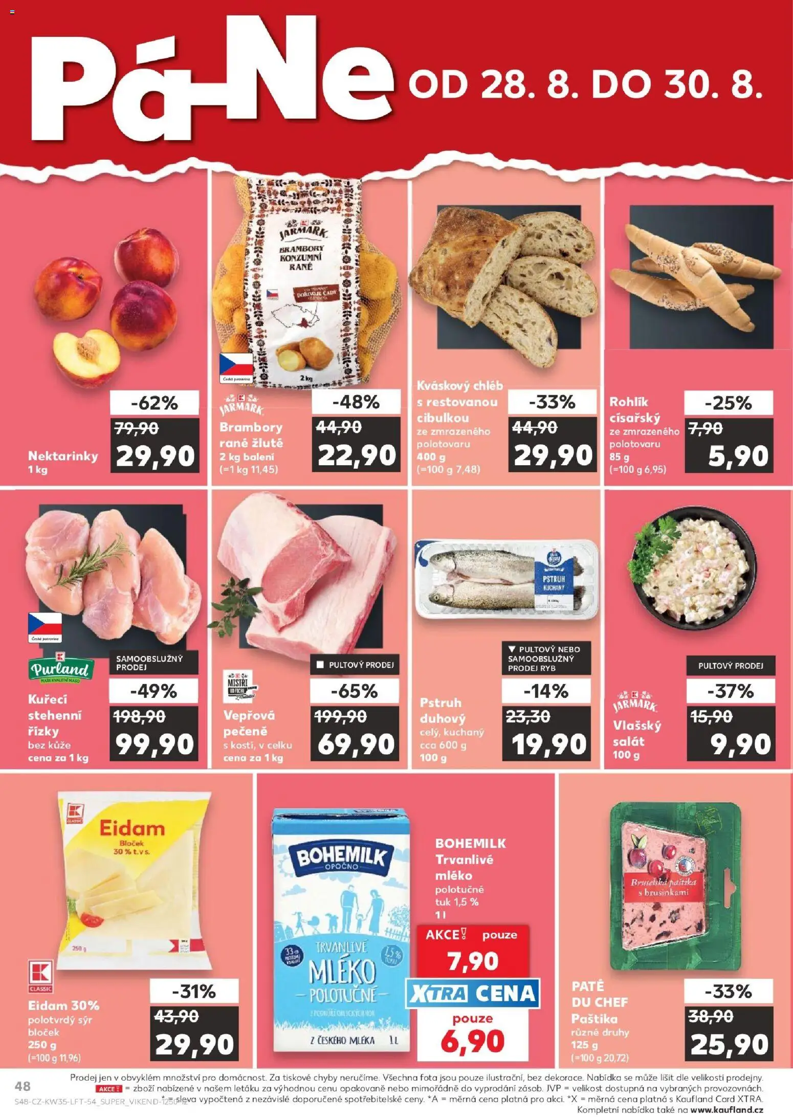 Kaufland leták - Plzeň od 26.08.2026 | Strana: 48 | Produkty: Trvanlivé mléko, Salát, Pstruh, Maso