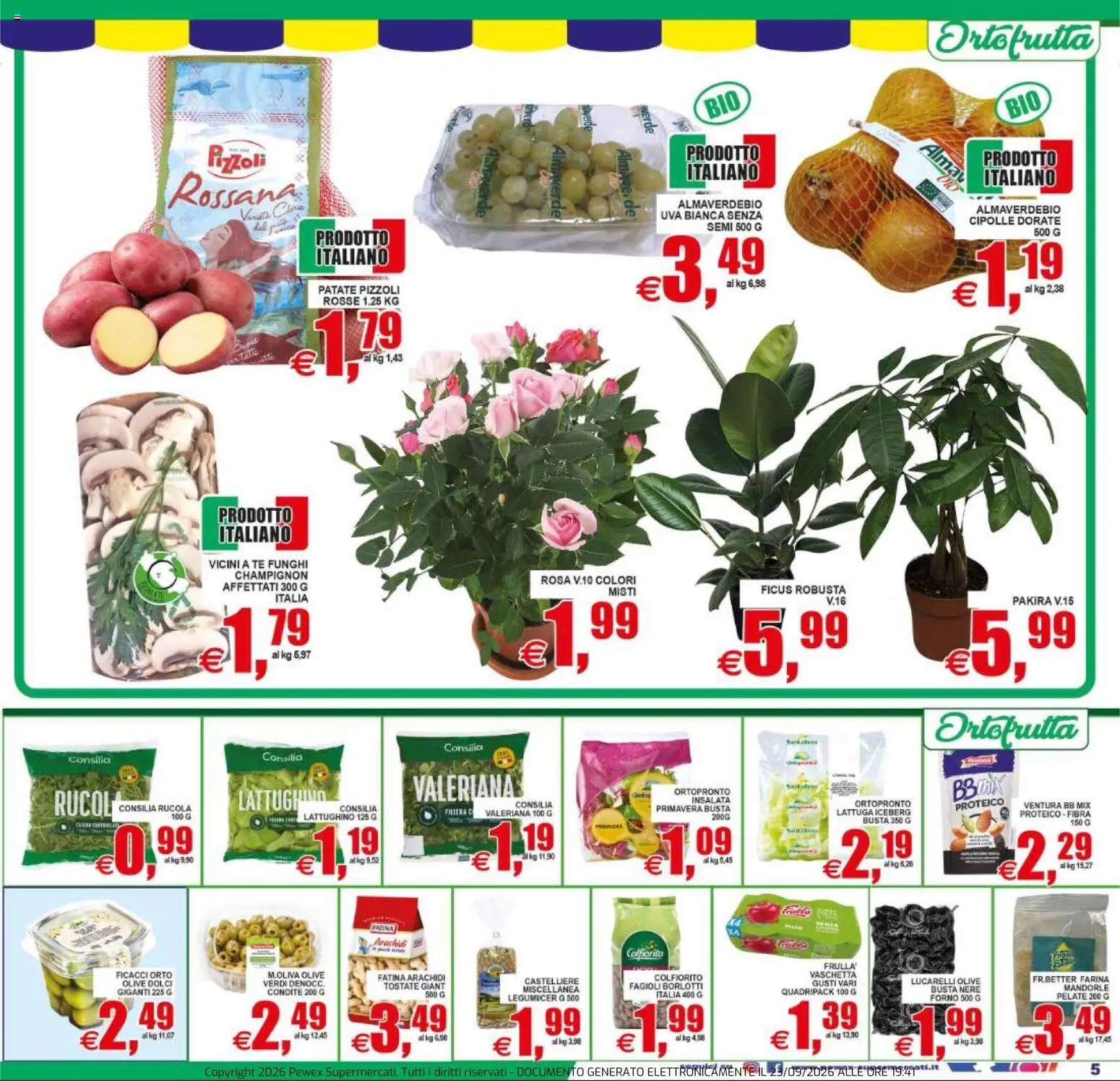 Volantino Pewex del 23/09/2026 | Pagina: 5 | Prodotti: Insalata, Cipolle, Olive, Mandorle