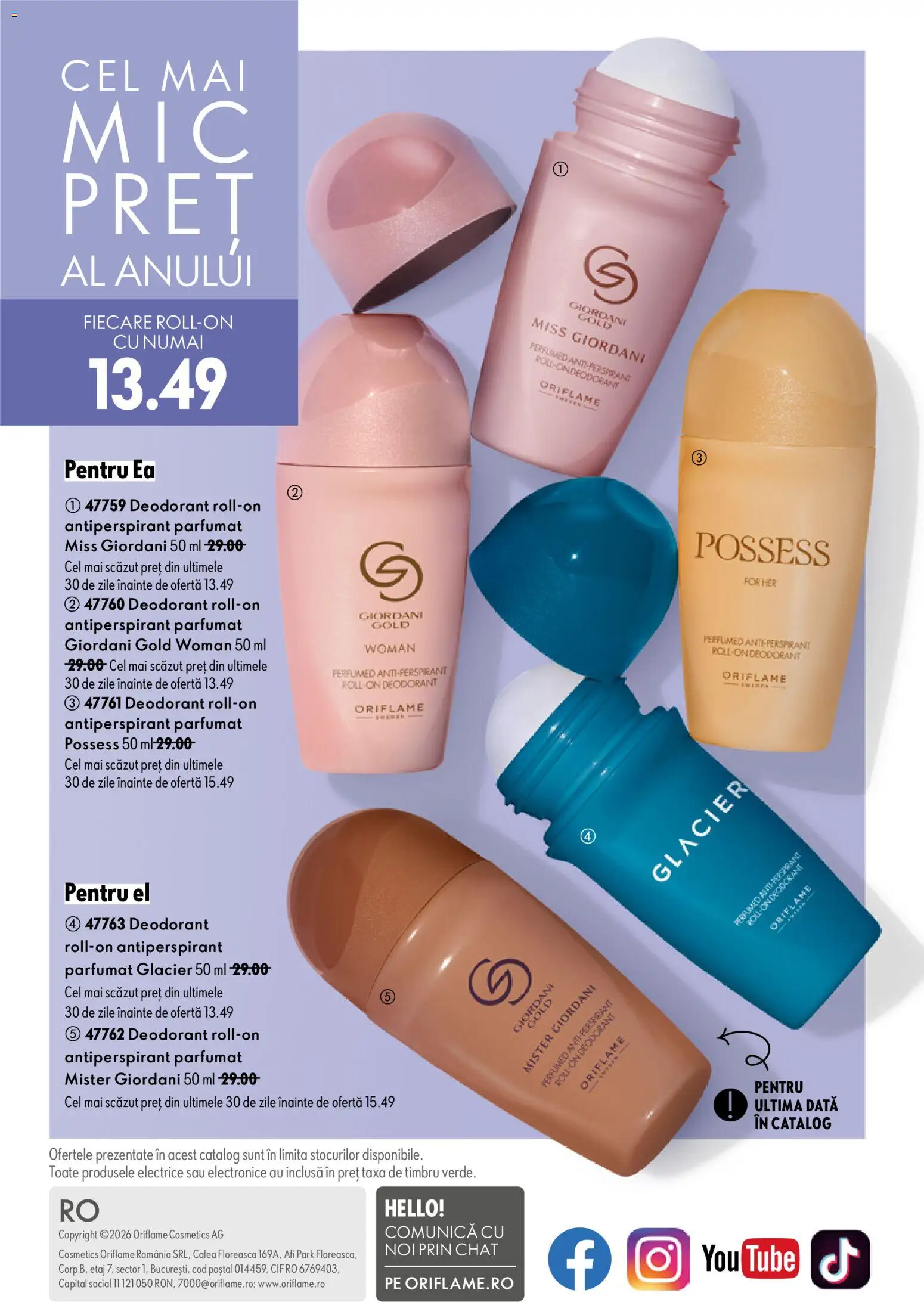 Noul catalog Oriflame – valabil de la 29.07.2026 | Pagină: 148 | Produse: Cif, Deodorant, Antiperspirant