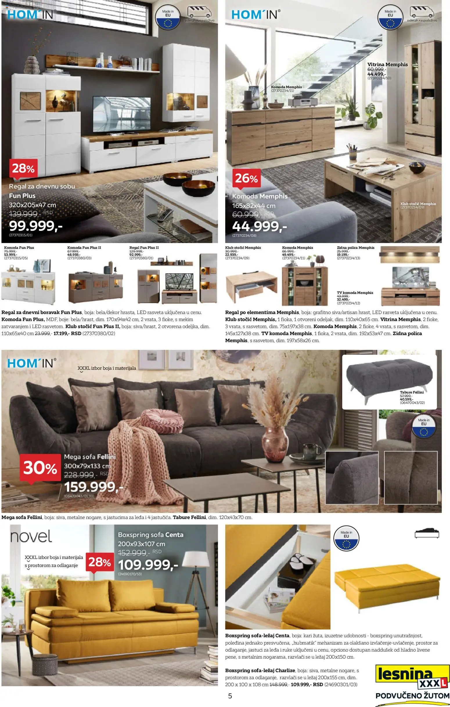 Lesnina XXXL katalog - važi od 15.10.2026 | Strana: 5 | Proizvode: Komoda, Tv komoda, Polica, Tabure