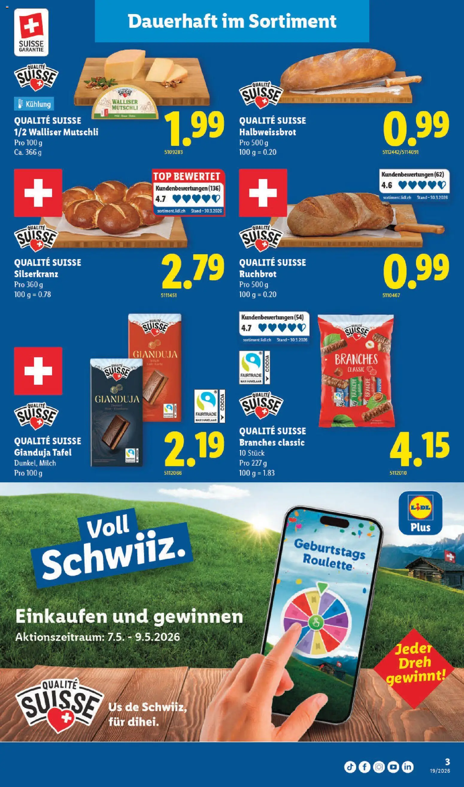 Lidl aktionen Qualité Suisse – gültig ab 07.05.2026 | Seite: 3 | Produkte: Milch, Top
