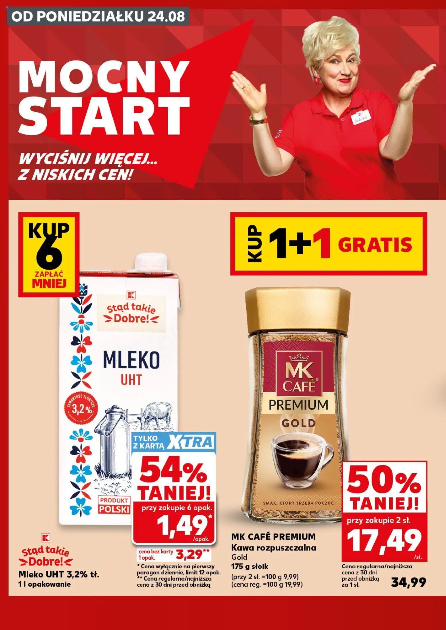 Kaufland Polsko leták - Mocny start od 24.08.2026 | Strana: 4 | Produkty: Mléko, Karty