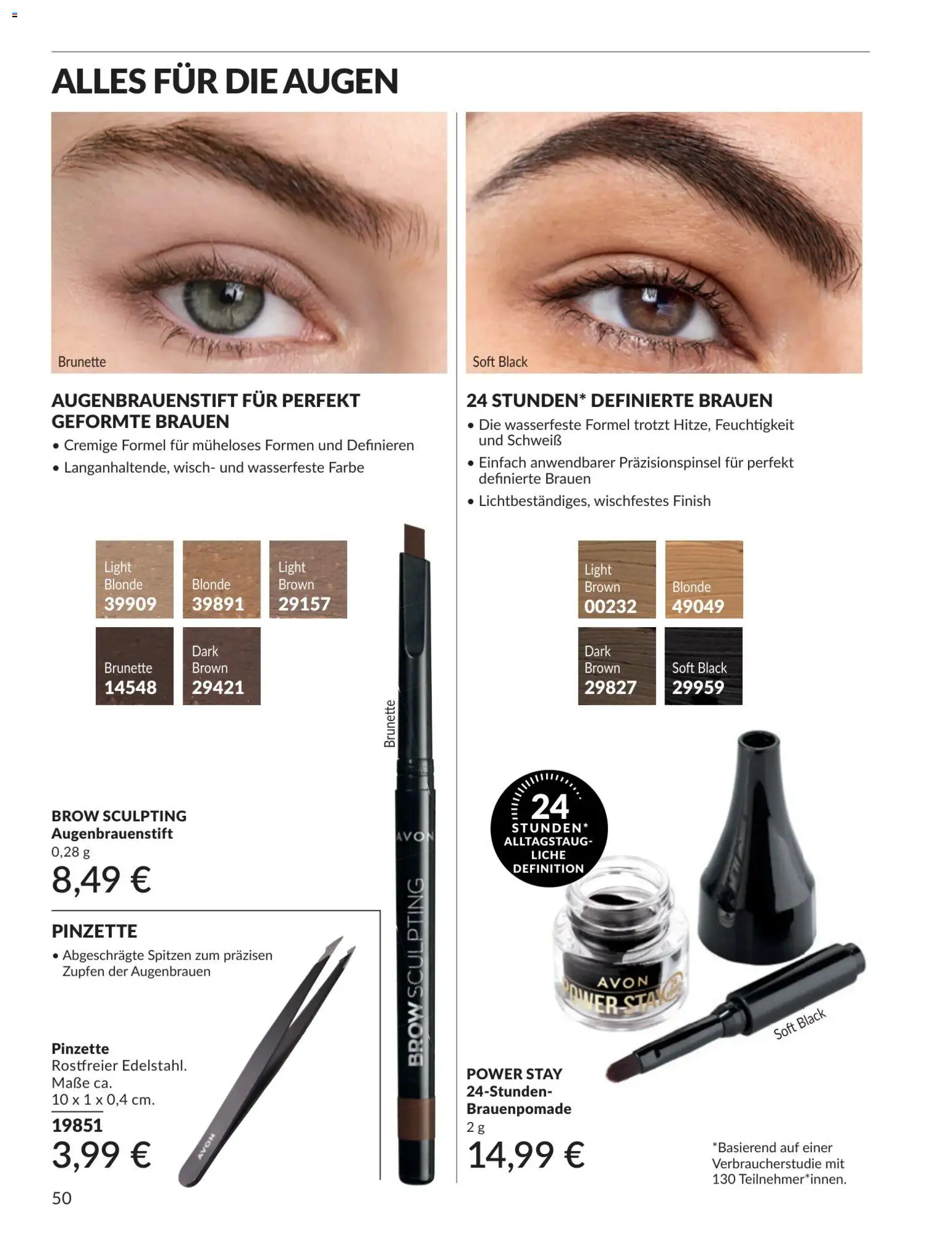 AVON Katalog Juli 2026 – gültig ab 01.07.2026 | Seite: 50 | Produkte: Finish, Pinzette, Augenbrauenstift