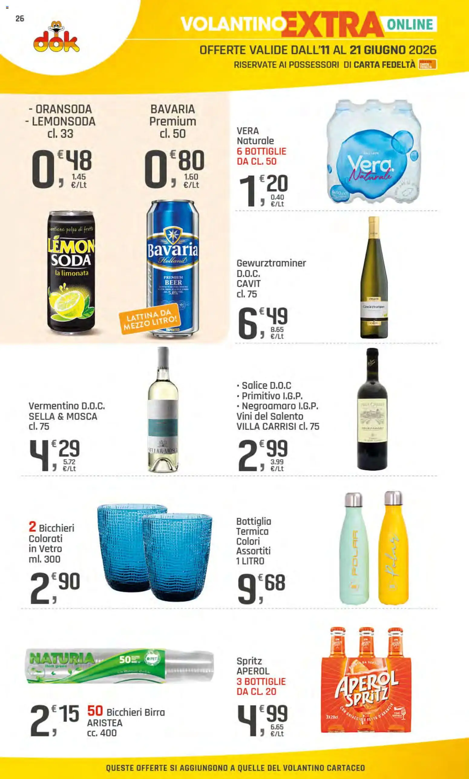 Volantino DOK del 11.06.2026 | Pagina: 27 | Prodotti: Birra, Limonata, Aperol, Bottiglia