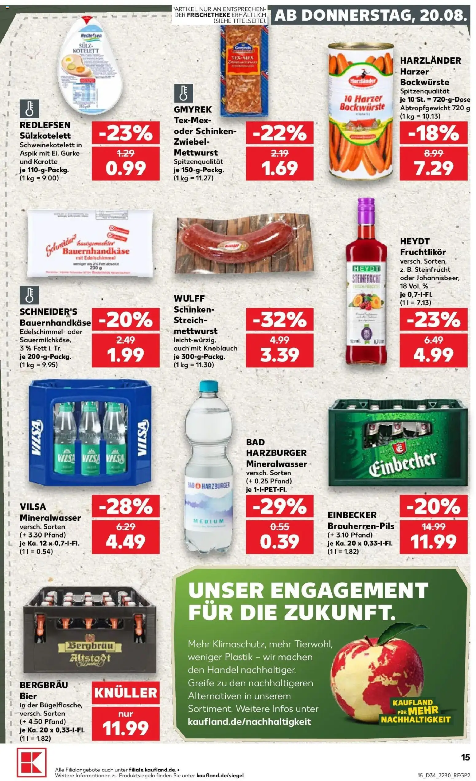 Prospekt Kaufland ab 20.08.2026 » Angebote Online zum Blättern | Seite: 15 | Produkte: Bier, Bad, Mineralwasser, Knoblauch
