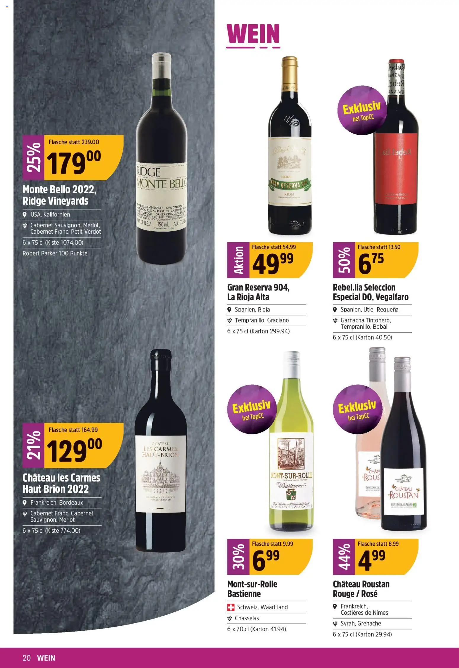 TopCC aktionen – gültig ab 22.06.2026 | Seite: 20 | Produkte: Merlot, Rouge, Wein