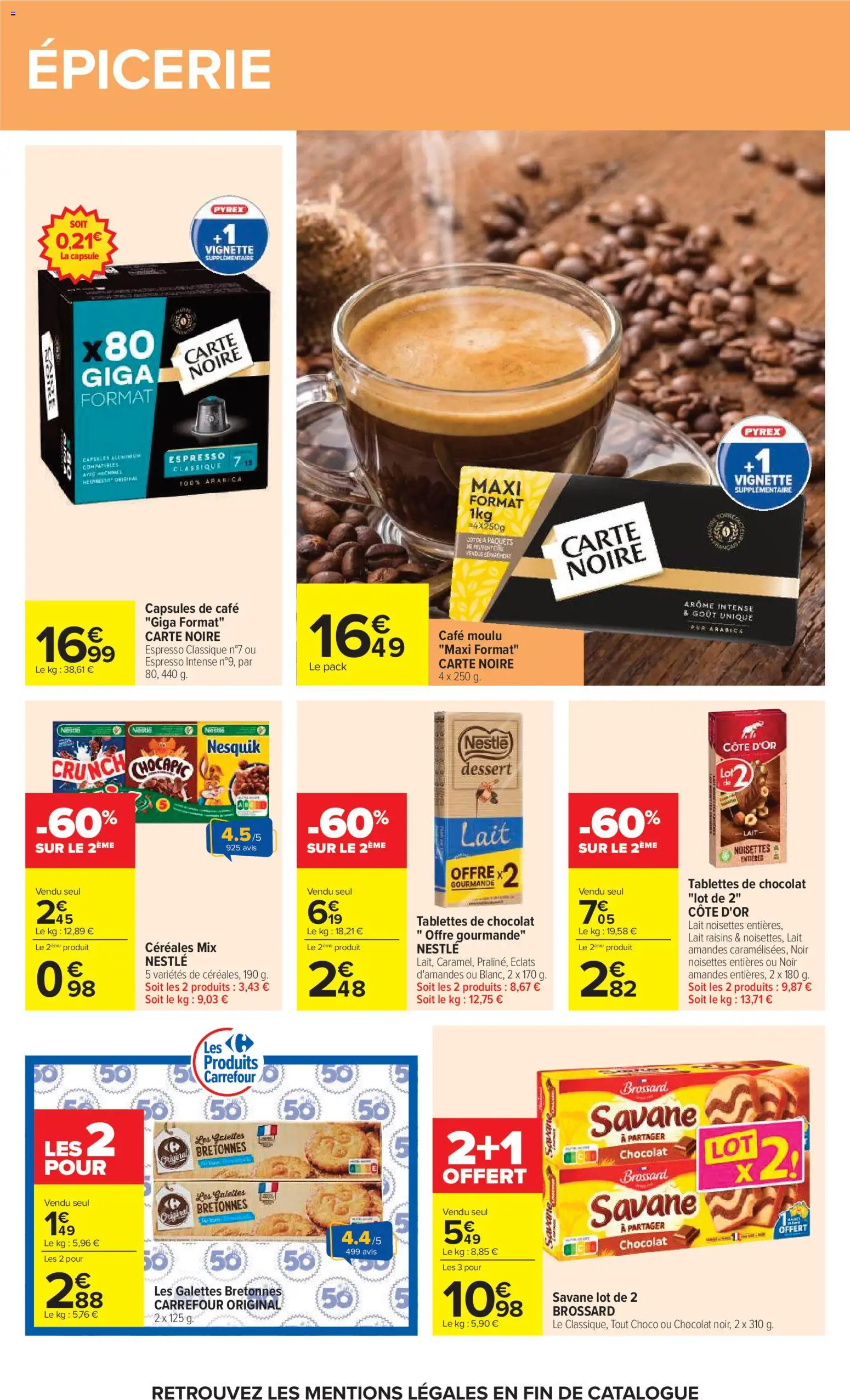 {H1} | Page: 39 | Produits: Tablettes de chocolat, Cookies, Lait, Café