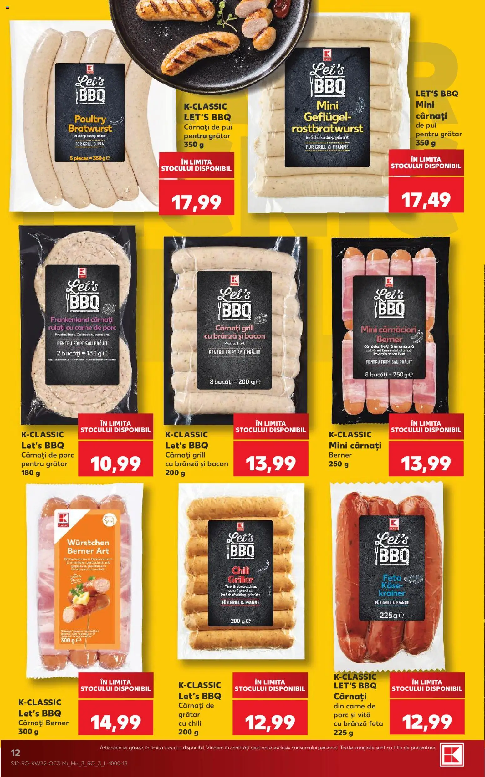 Noul catalog Kaufland – valabil de la 05.08.2026 | Pagină: 12 | Produse: Grătar, Brânză, Carne De Porc, Cârnați