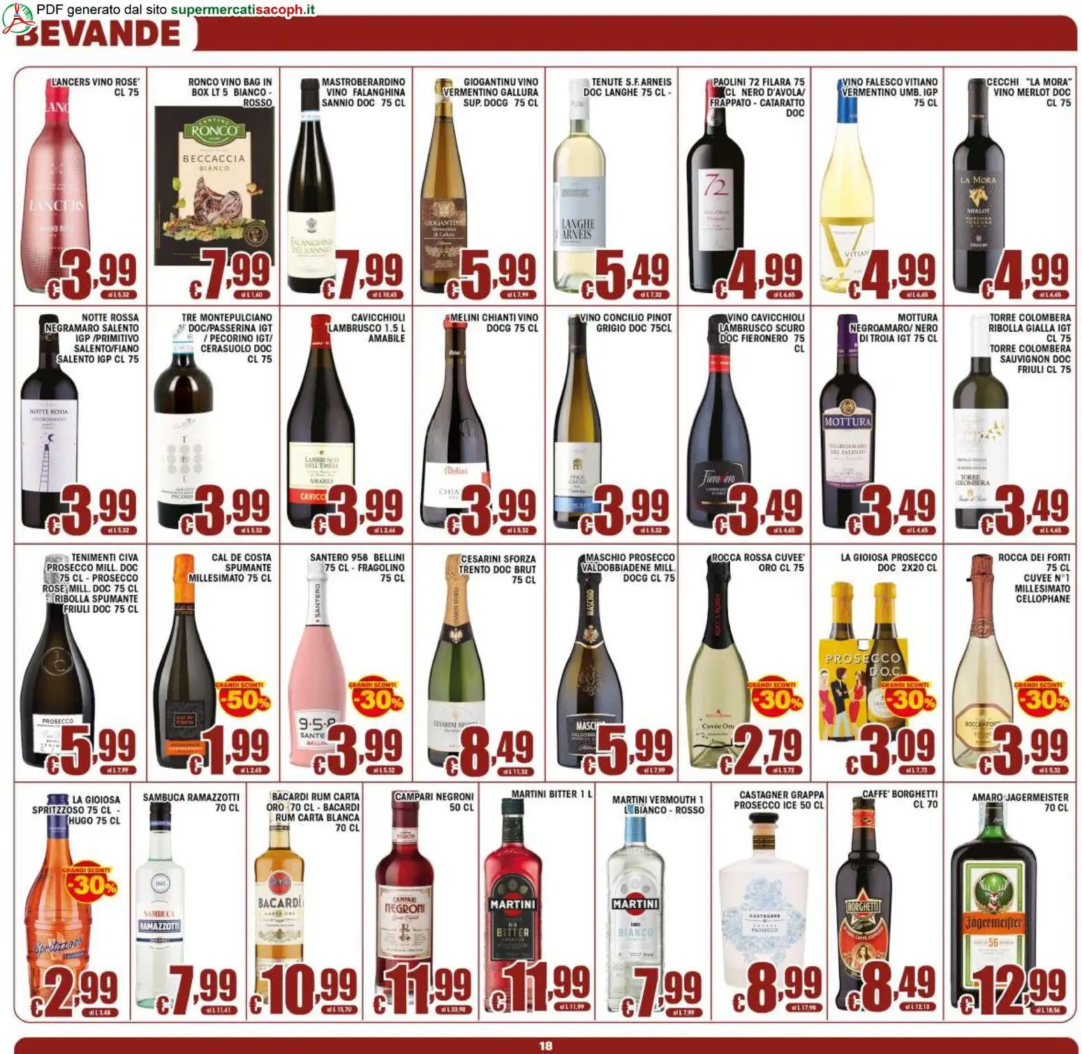 Volantino Sacoph del 02/09/2026 | Pagina: 18 | Prodotti: Vino, Rum, Spumante, Grappa