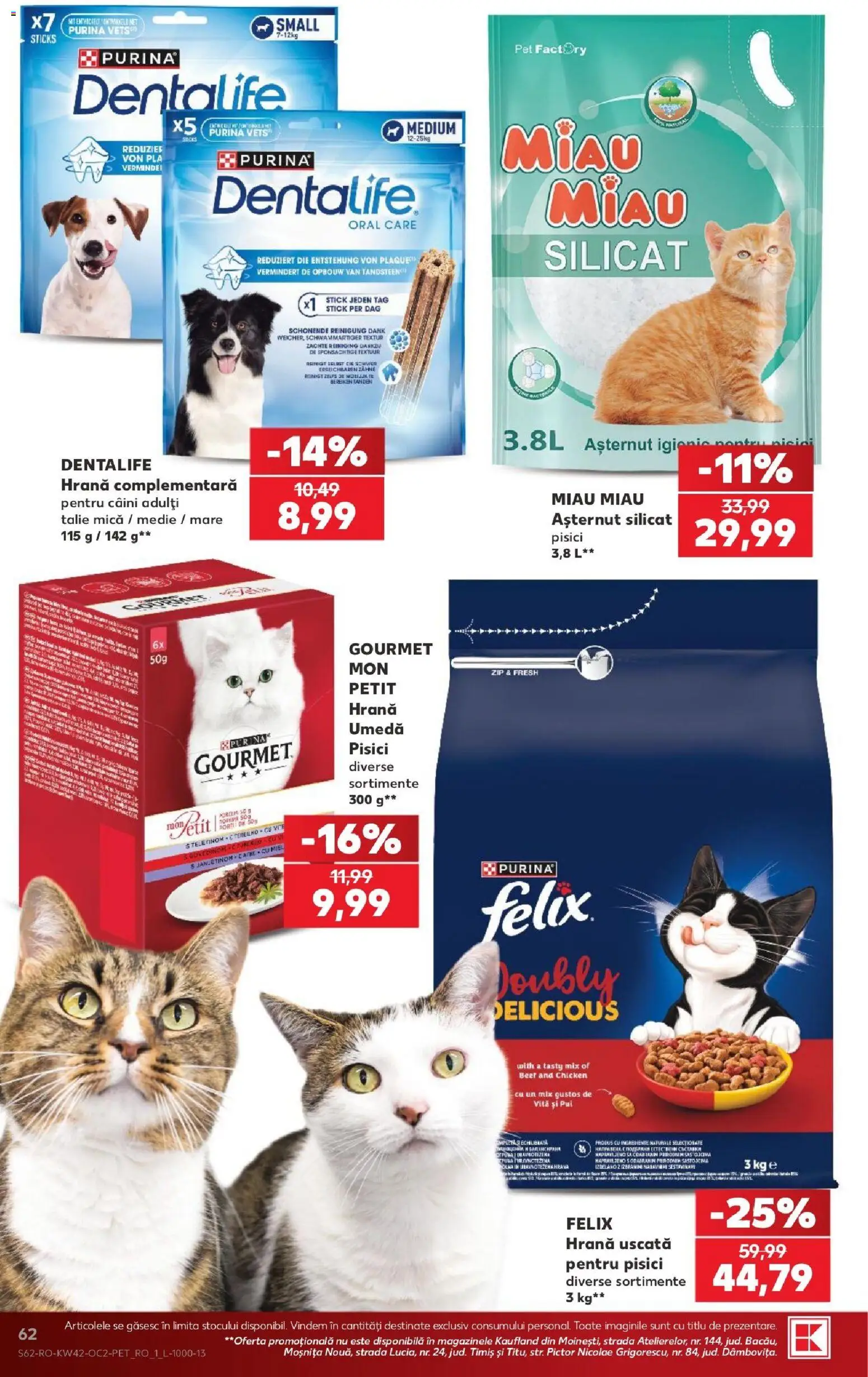 Kaufland RO akciós ujság - amely érvényes a következő dátumtól: 2026.10.14. | Oldal: 62 | Termékek: Gourmet, Felix, Purina