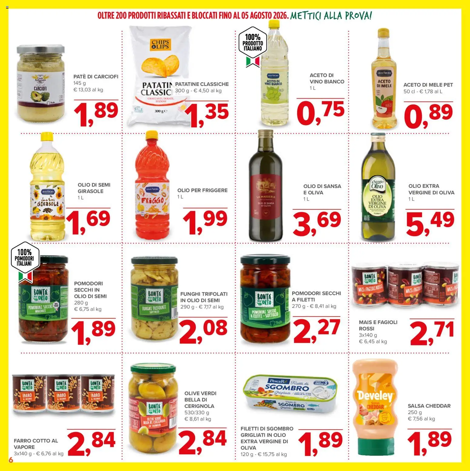 Volantino Todis del 11/06/2026 | Pagina: 6 | Prodotti: Olio, Carciofi, Mais, Farro