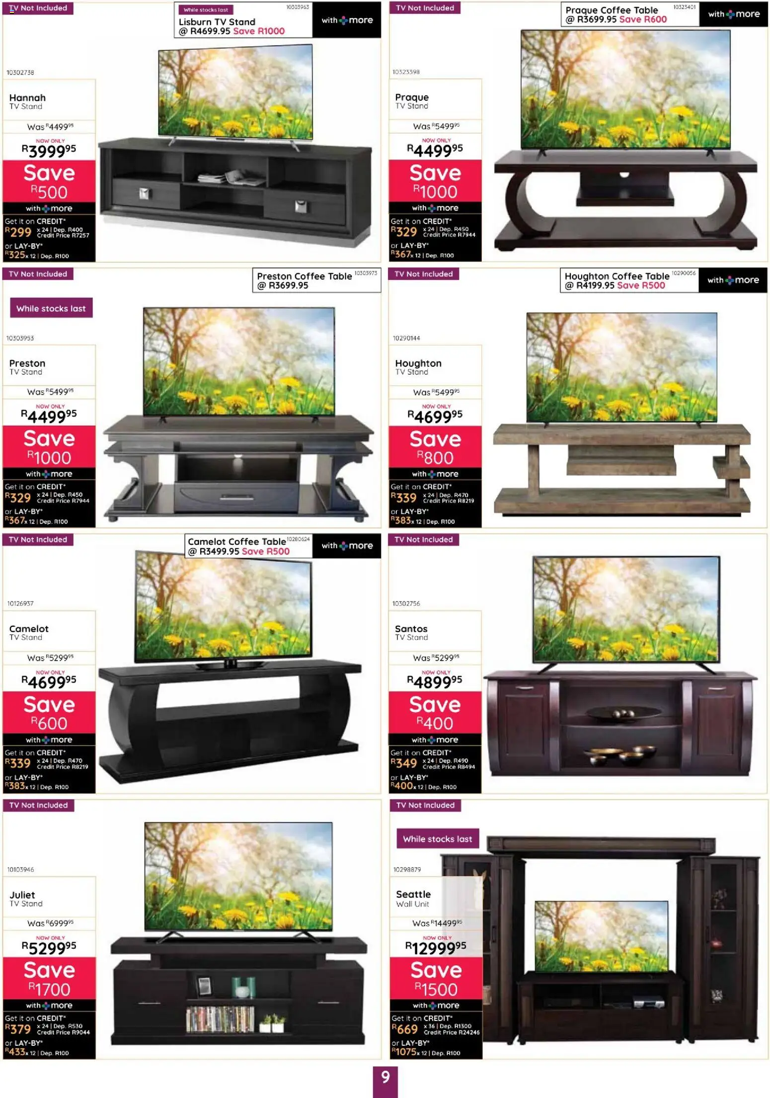 New Bradlows catalogue – valid from 15/10/2026 | Page: 9 | Products: TV, Table, Wall unit, Coffee