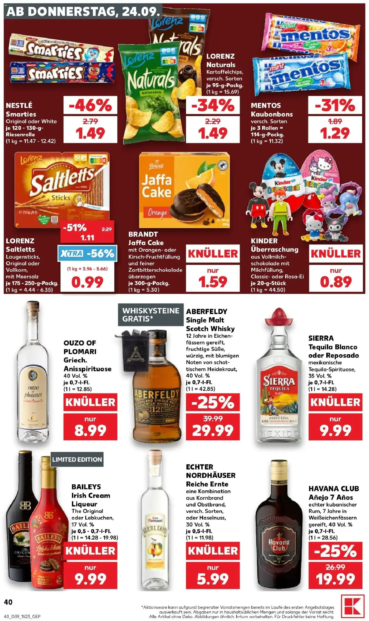 Prospekt Kaufland ab 21.09.2026 » Angebote Online zum Blättern | Seite: 43 | Produkte: Havana club, Whisky, Ouzo, Smarties
