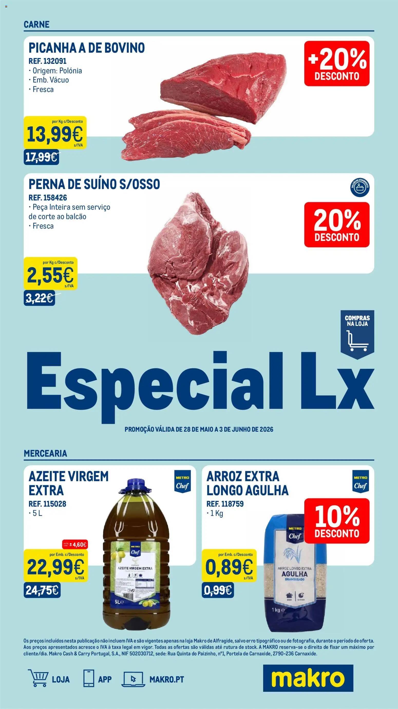 Makro Especial Lx Semana 22 │ válido de 28.05.2026 | Página: 1 | Produtos: Azeite, Arroz, Carne