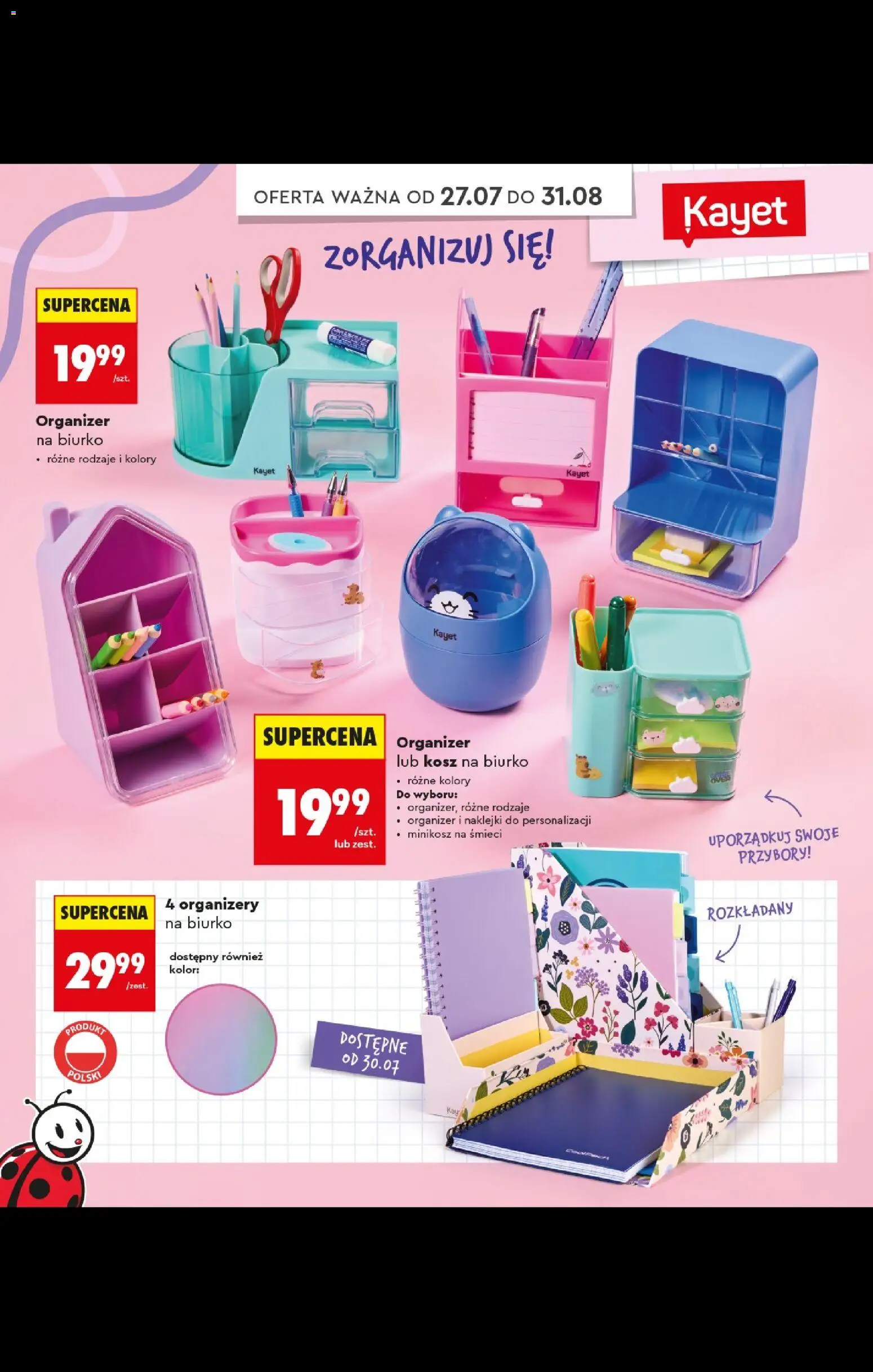 Biedronka gazetka - Do mojej szkoły idę od 20.07.2026 | Strona: 20 | Produkty: Biurko, Kosz, Naklejki