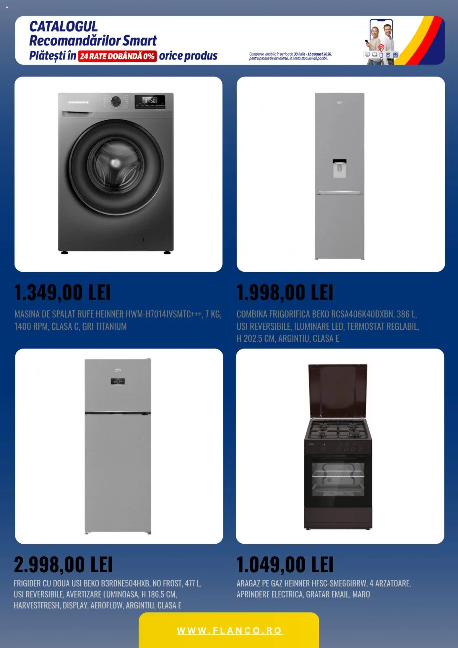 Noul catalog Flanco – valabil de la 30.07.2026 | Pagină: 2 | Produse: Frigider, Mașină De Spălat, Aragaz, Grătar