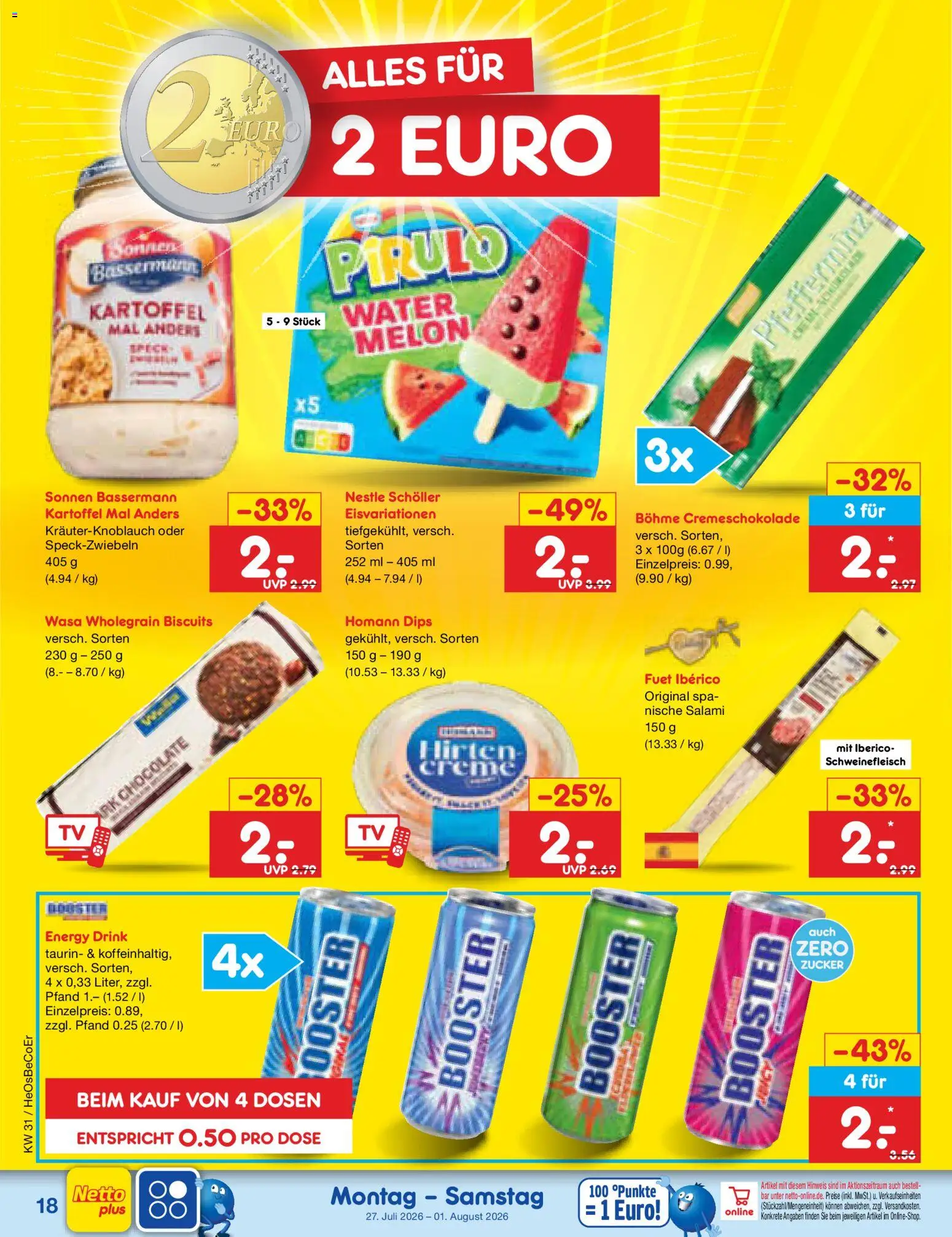 Netto Marken-Discount Prospekt – gültig ab 27.07.2026 | Seite: 28 | Produkte: Energy, Creme, Zucker, Salami